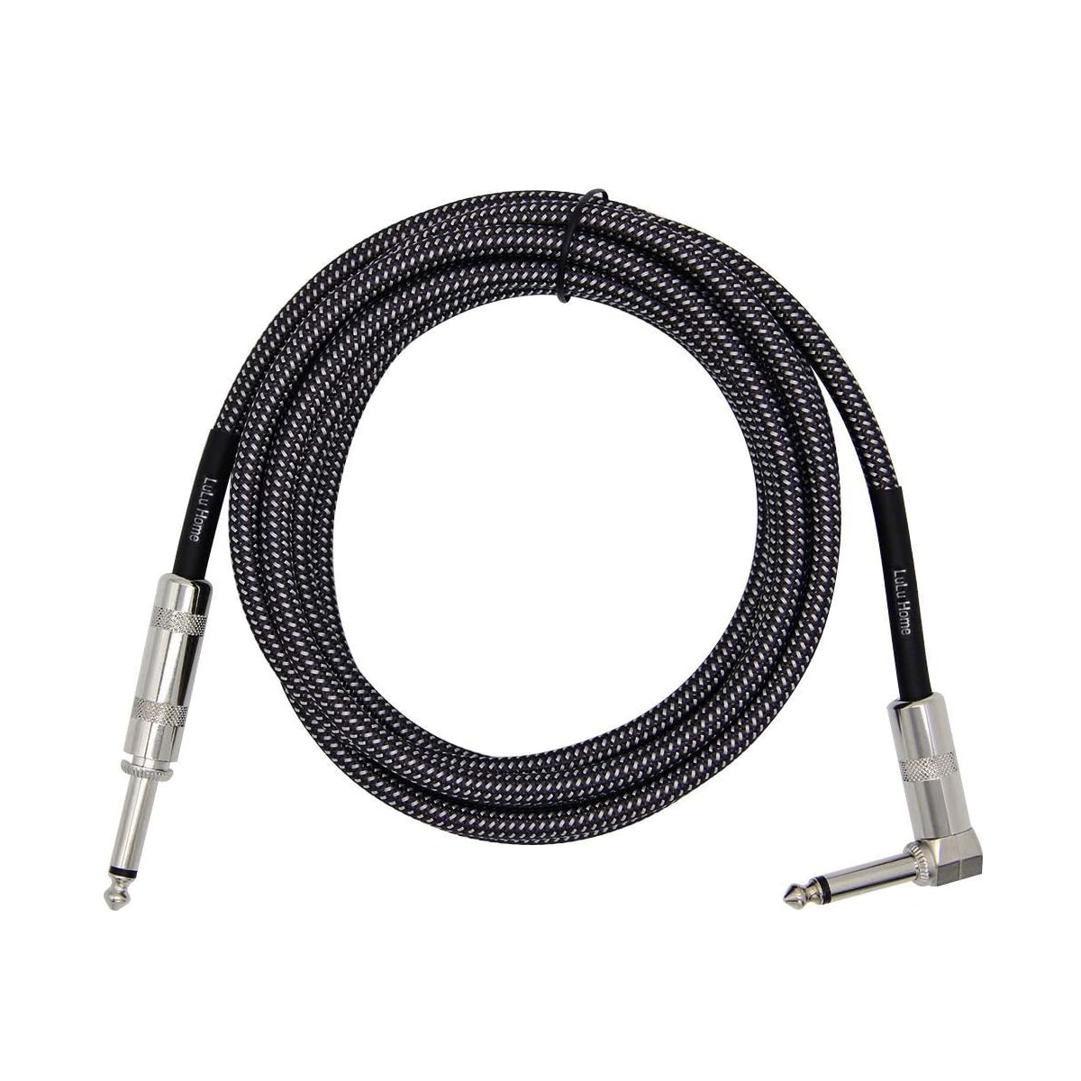 Lulu Home 20 Feet Guitar Cable, Professional Instrument Cable, Straight 1/4" TS to Right Angle 1/4" TS for Electric Guitar, Bass, Pro Audio, Grey-White - imagem de detalhe 4
