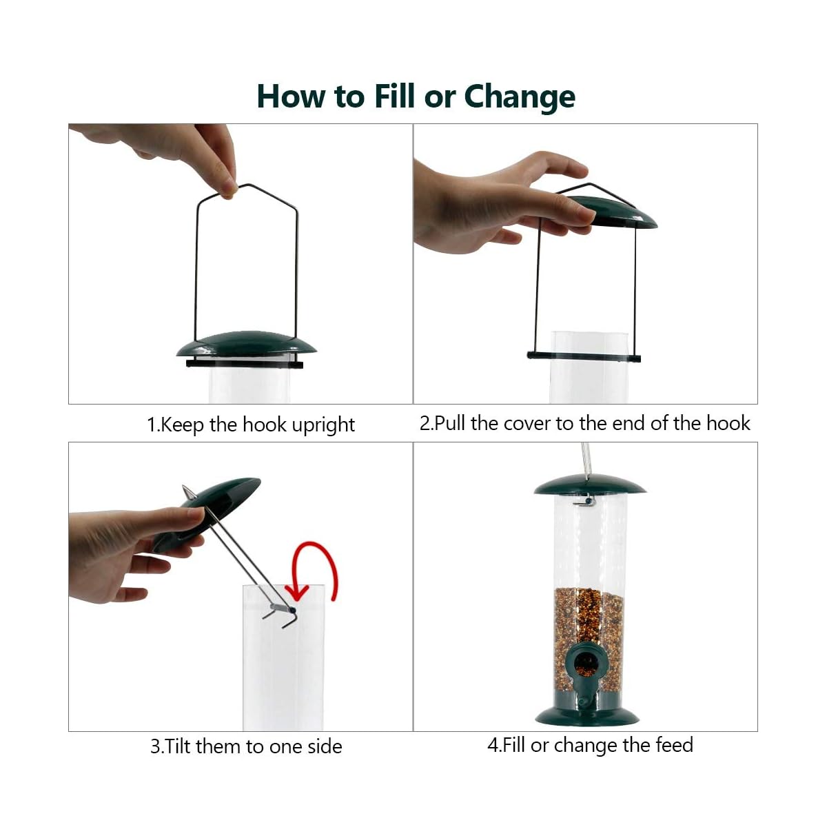 Lulu Home Hanging Bird Feeder, Set of 3 Tube Bird Feeders for Outside Hanging, Wild Bird Seed Feeders for Cardinal Birds - detail image 2