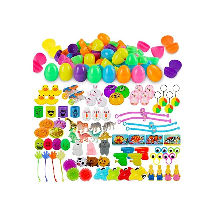 Lulu Home Easter Eggs / Basket Filler Stuffers with Novelty Toys Inside for Easter Egg Hunt, Kids Game, Birthday Gifts, Party Favors, NOT Prefill ( 80 PCS )