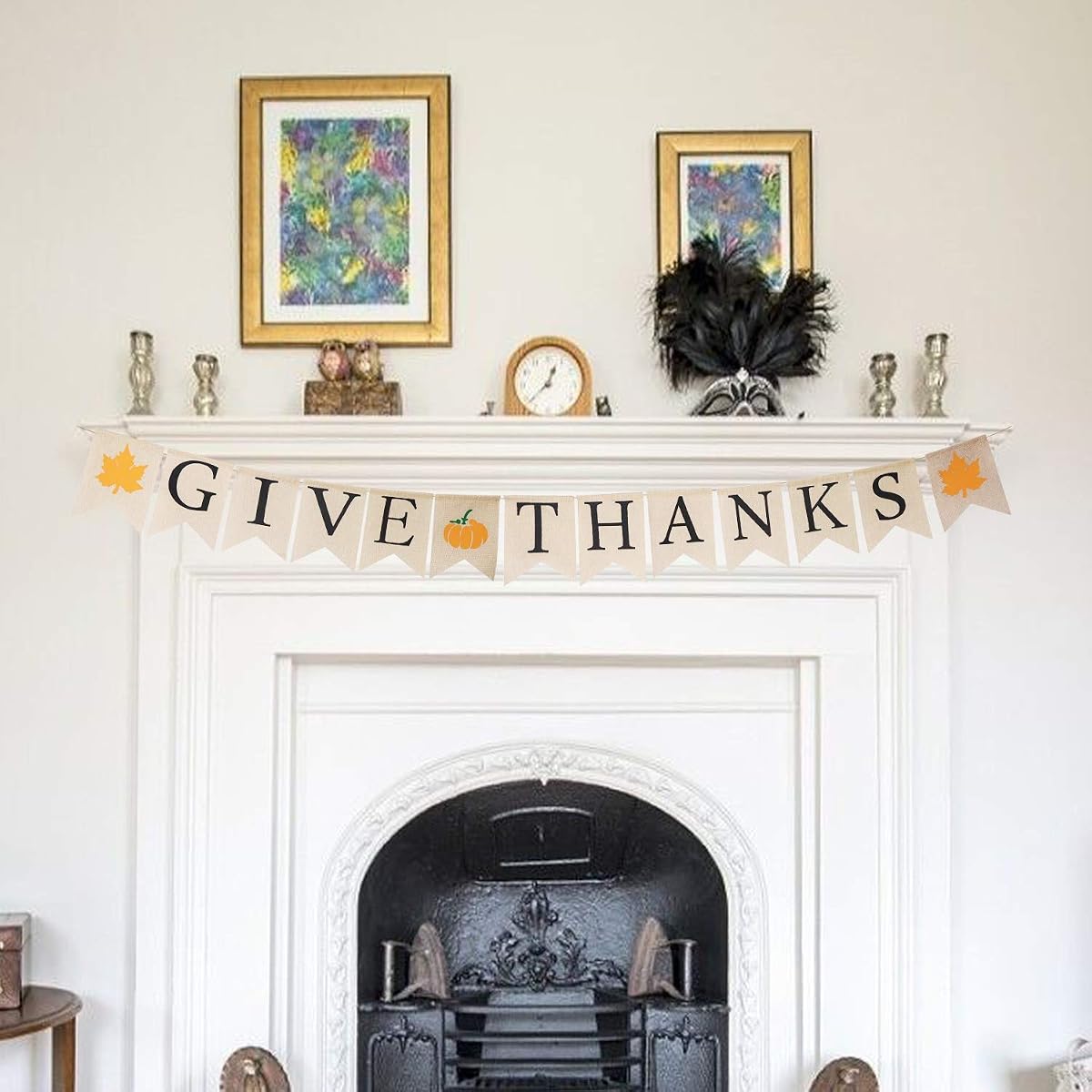 Lulu Home Fall Festive Give Thanks Banner - 6.6 FT Burlap Harvest Banner Decor for Fall Party & Autumn Sign - detail image 6