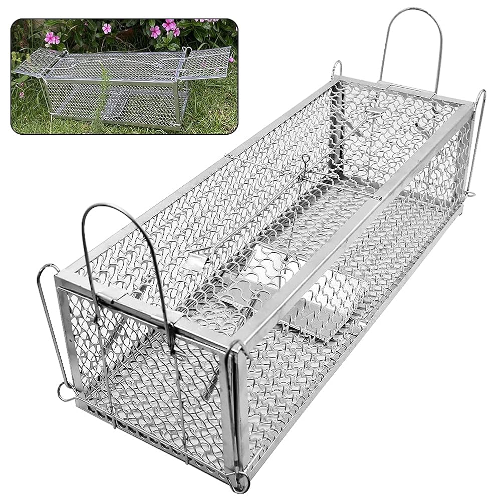 Lulu Home Dual-Door Mouse Trap Cage, Humane Live Cage Trap for Rat Chipmunk Rodent Voles Hamsters, No Kill Catch and Release Mice Trap that Work for Indoor Outdoor Use