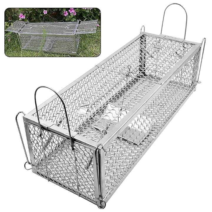 Lulu Home Dual-Door Mouse Trap Cage, Humane Live Cage Trap for Rat Chipmunk Rodent Voles Hamsters, No Kill Catch and Release Mice Trap that Work for Indoor Outdoor Use