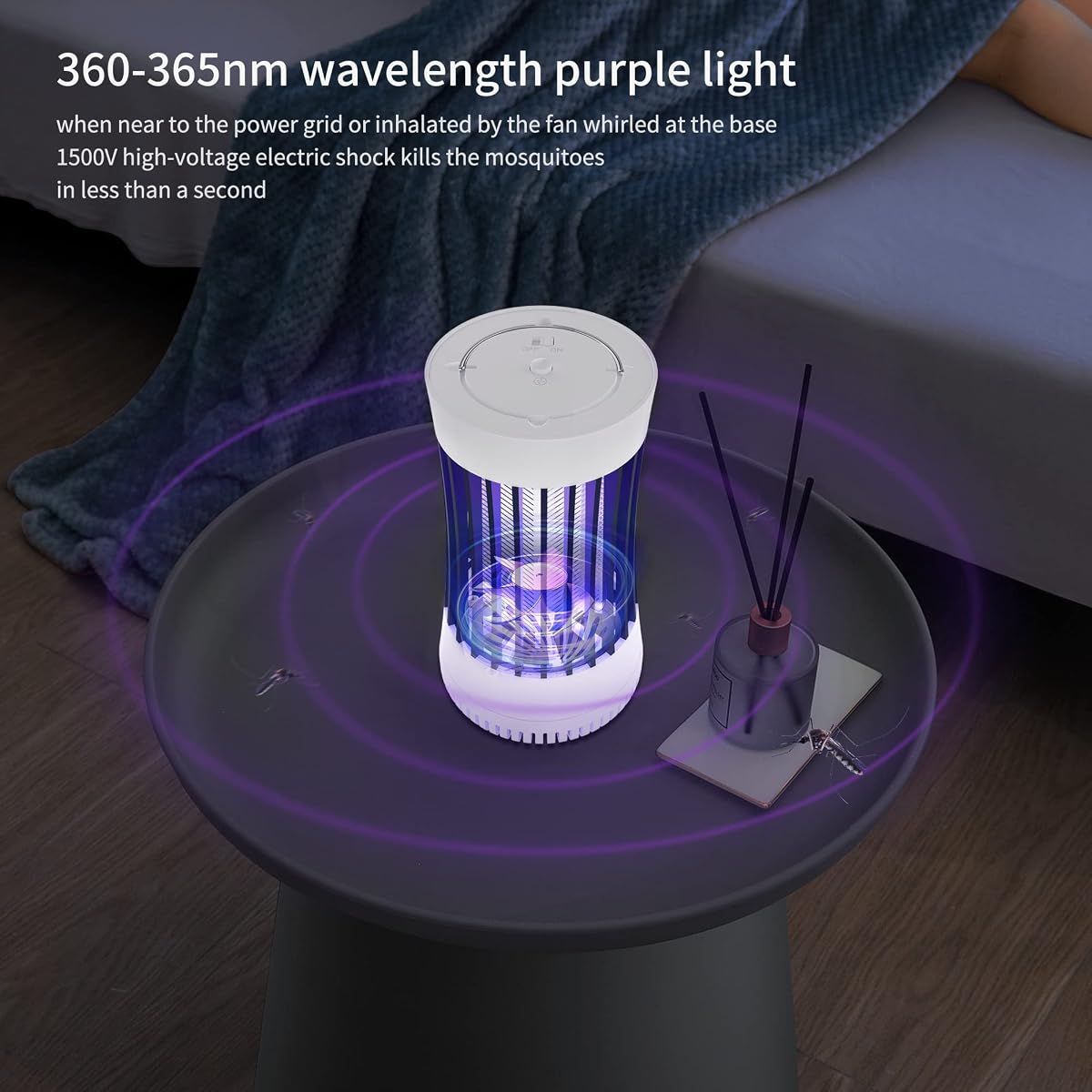 Lulu Home Indoor Bug Zapper with Fan, 1500V High Voltage Lighted Mosquito Lamp Trap, USB Cable Chargeable & Plug-in Using Electric Insect Killer Catching Moth Mosquitoes Gnat Fruit Flies - imagen de detalle 4