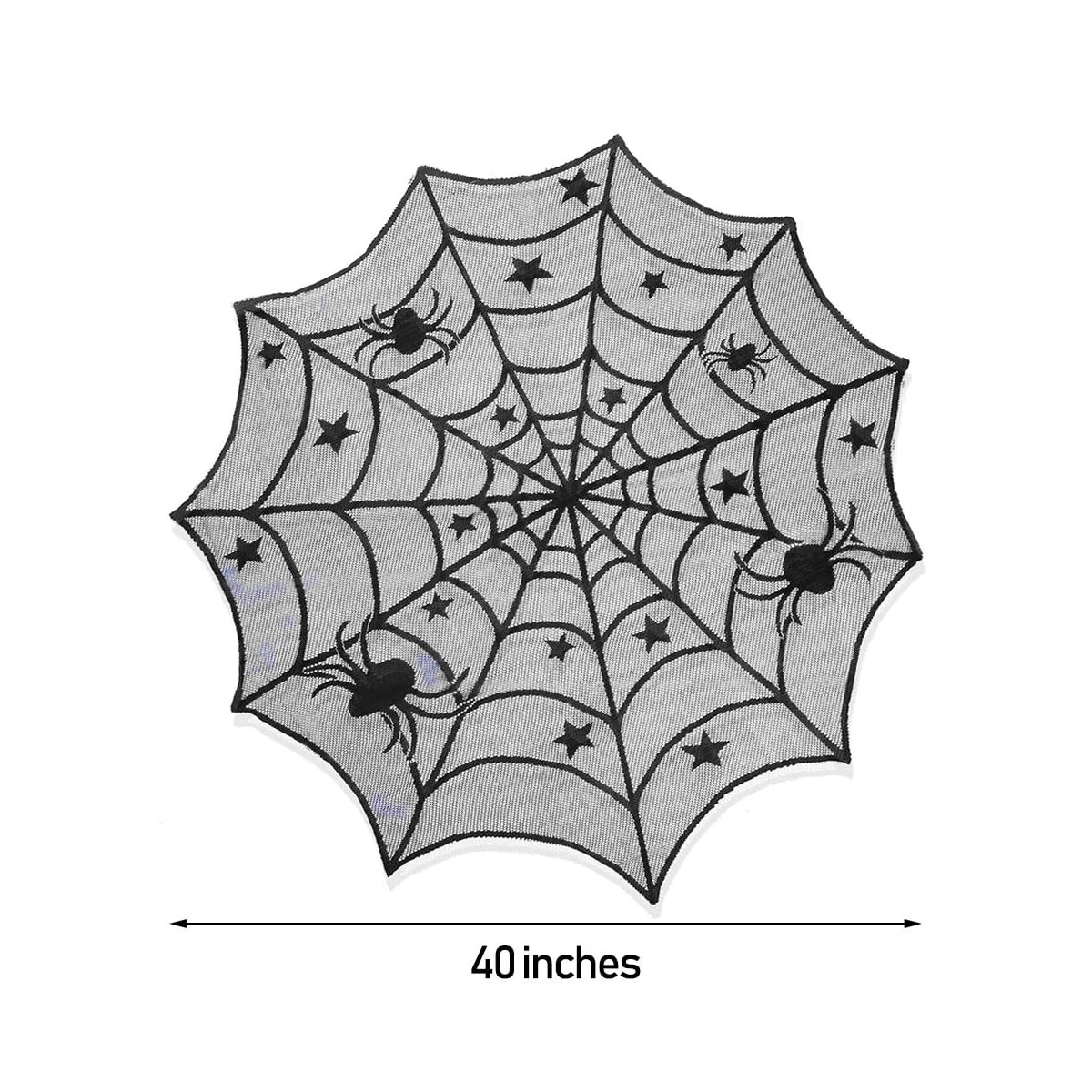 Lulu Home Halloween Table Cover, Round Black Spider Web Halloween Table Toppers for Festival Party Decoration - detail image 1