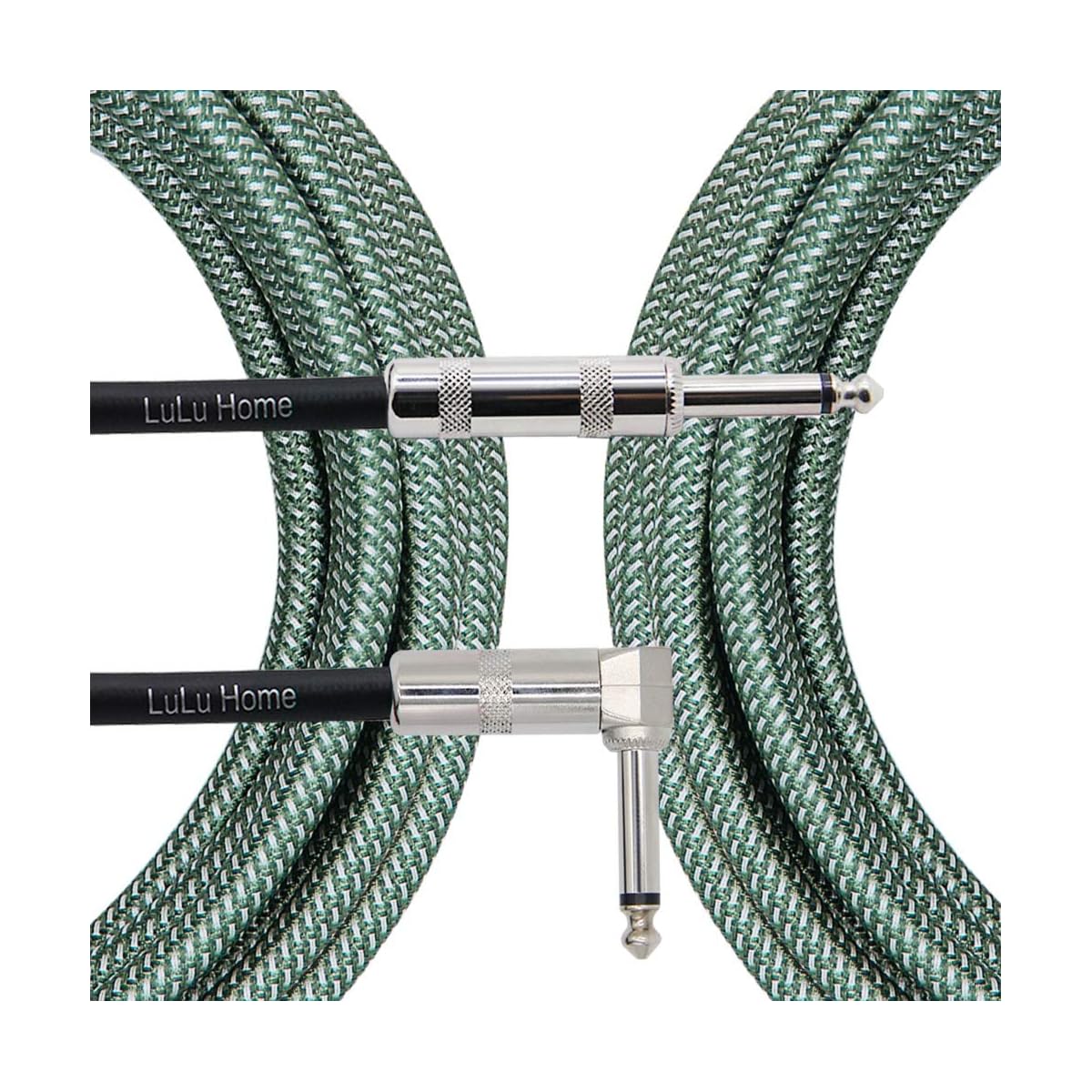 Lulu Home 10 Feet Guitar Cable, Professional Instrument Cable, Straight 1/4" TS to Right Angle 1/4" TS for Electric Guitar, Bass, Pro Audio (Green) - imagen de detalle 2