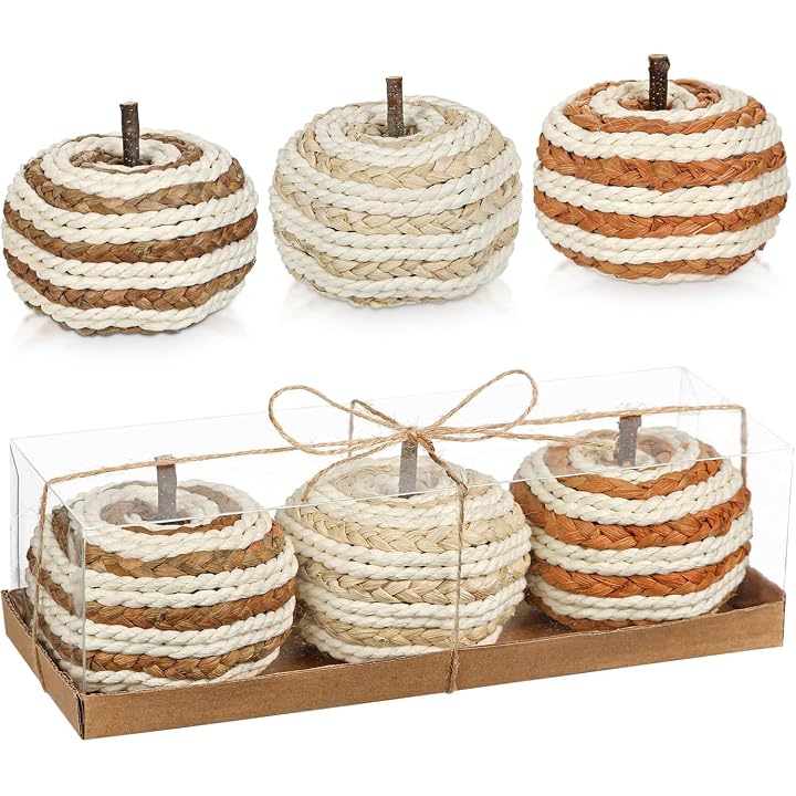 Lulu Home Set of 3 Handwoven Pumpkins Decor