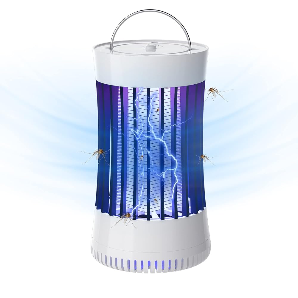 Lulu Home Indoor Bug Zapper with Fan, 1500V High Voltage Lighted Mosquito Lamp Trap, USB Cable Chargeable & Plug-in Using Electric Insect Killer Catching Moth Mosquitoes Gnat Fruit Flies