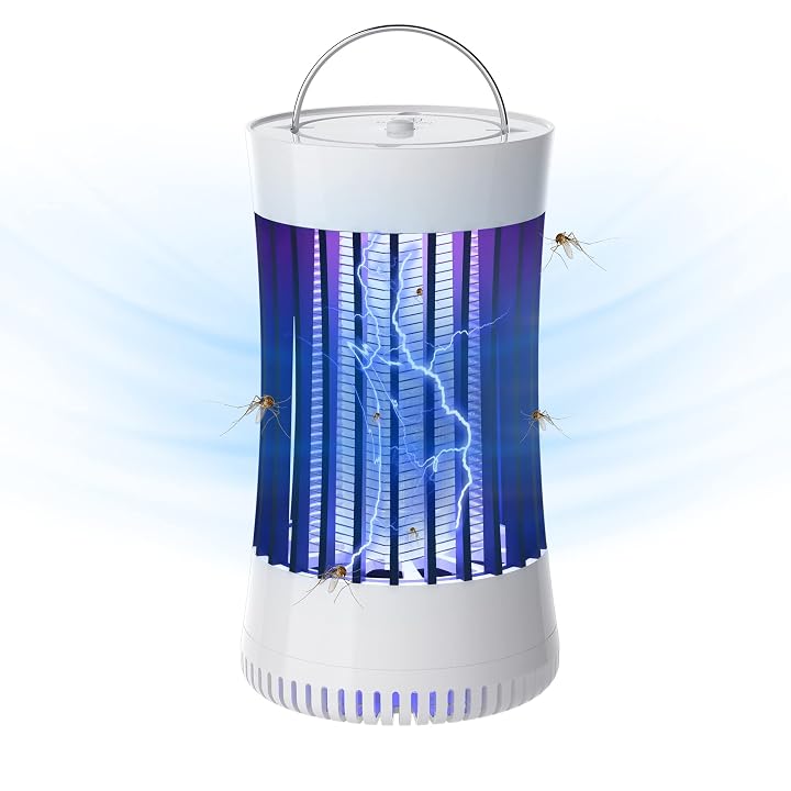 Lulu Home Indoor Bug Zapper with Fan, 1500V High Voltage Lighted Mosquito Lamp Trap, USB Cable Chargeable & Plug-in Using Electric Insect Killer Catching Moth Mosquitoes Gnat Fruit Flies
