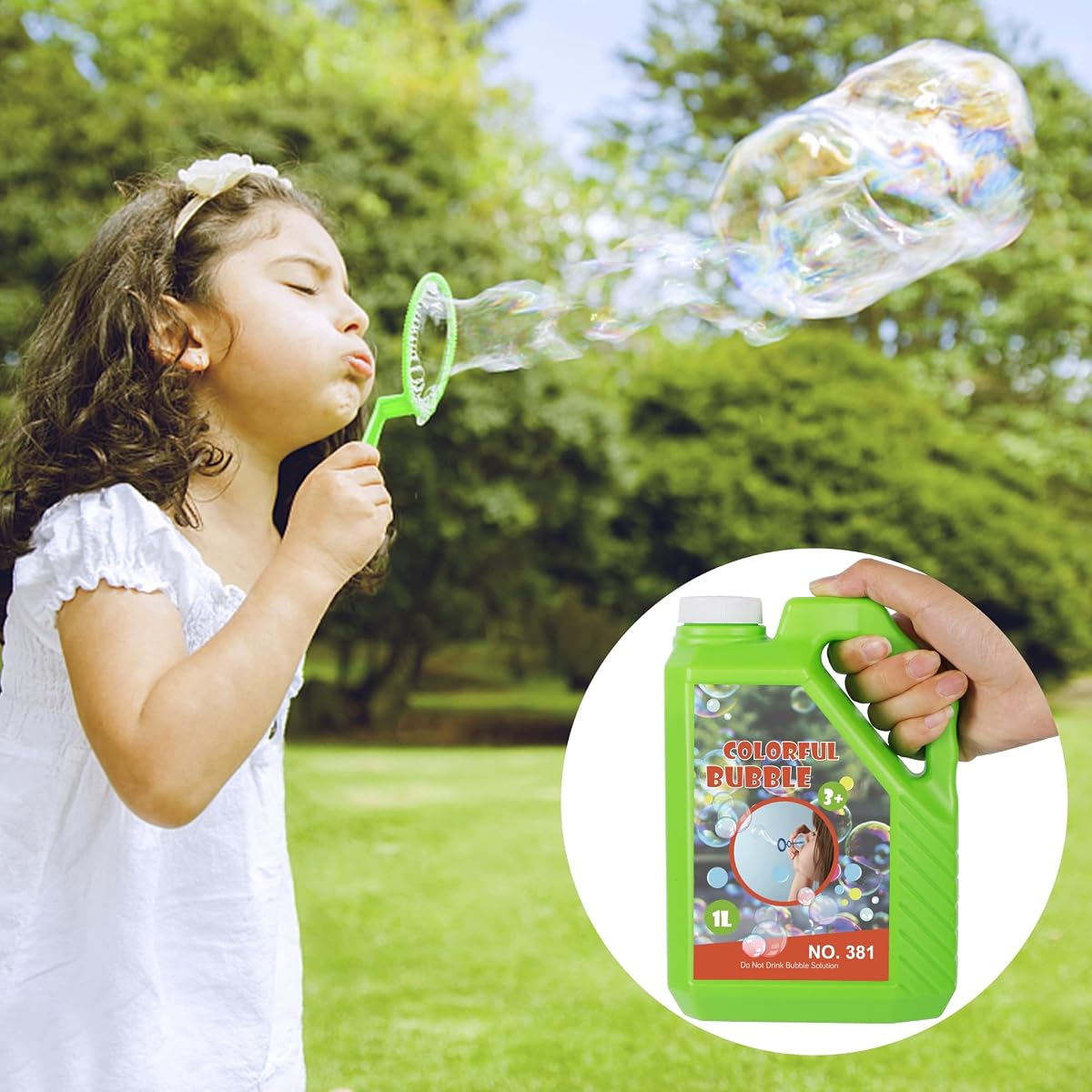 Lulu Home Concentrated Bubble Solution, 1 L/ 33.8 OZ Refill for Bubble Machines, Giant Wands, and Blowers - Up to 2.5 Gallons for Kids' Birthday Parties - imagen de detalle 4