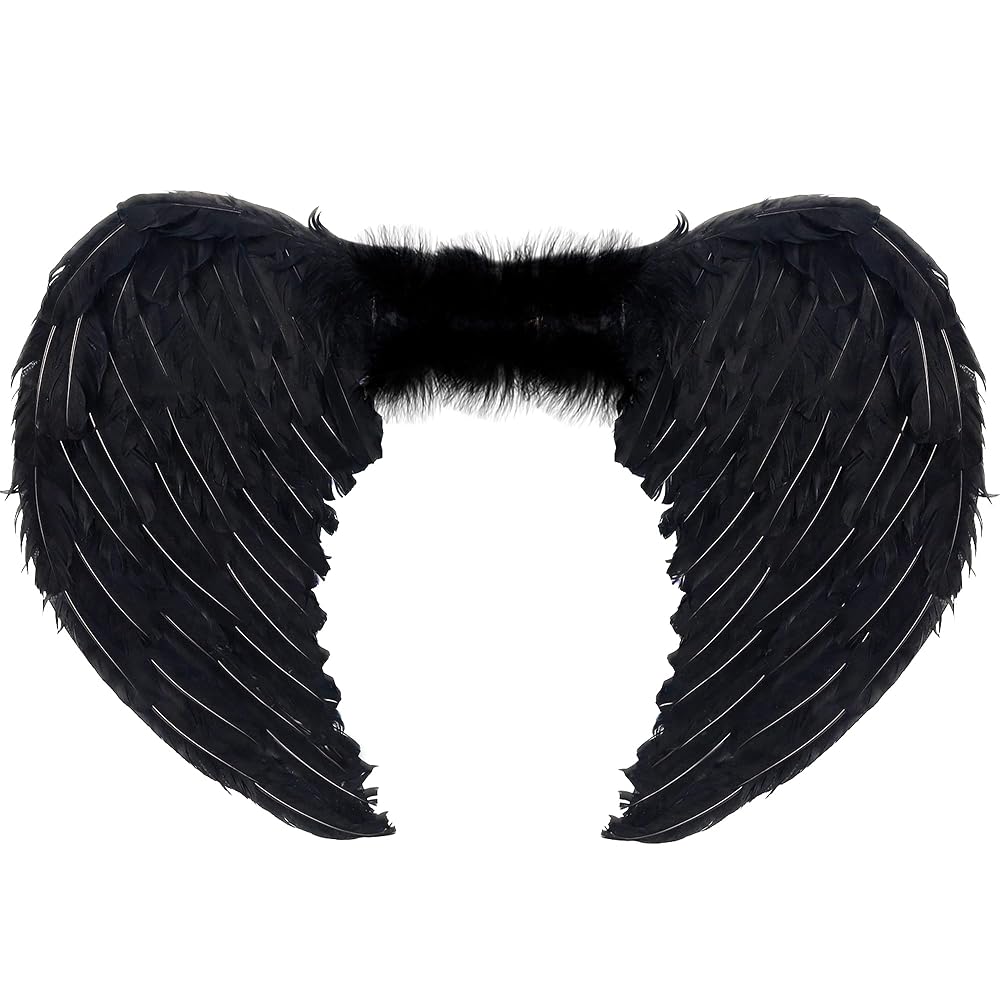 Lulu Home Halloween Bat Wings, Black Bat Wings, Adult Bat Wing Costume Vampirina Costume Devil Wings for Men and Women (Feathered Wings)