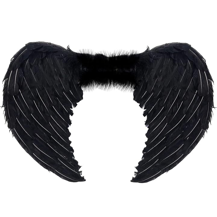 Lulu Home Halloween Bat Wings, Black Bat Wings, Adult Bat Wing Costume Vampirina Costume Devil Wings for Men and Women (Feathered Wings)