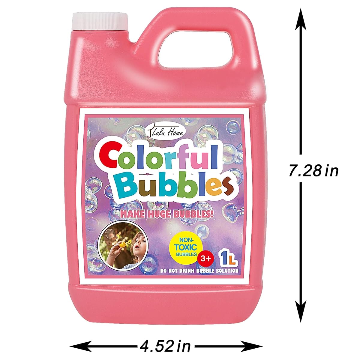 Lulu Home 2 Packs Bubble Concentrated Solution, 2 L/ 67.6 OZ Bubble Refill Solution for Kids Bubble Machine, Giant Bubble Wand, Bubble Blower, Birthday Party Favors - Up to 5 Gallons, Pink Bottle - 细节图 1