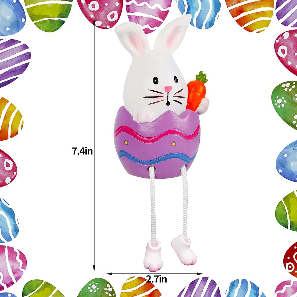 Lulu Home Easter Bunny Figurines, 2 Pack Resin Easter Egg Bunny Shelf Sitters with Dangling Legs, Modern Statue Easter Sculpture for Tabletop Centerpieces Window Sill Decorations - imagen de detalle 1