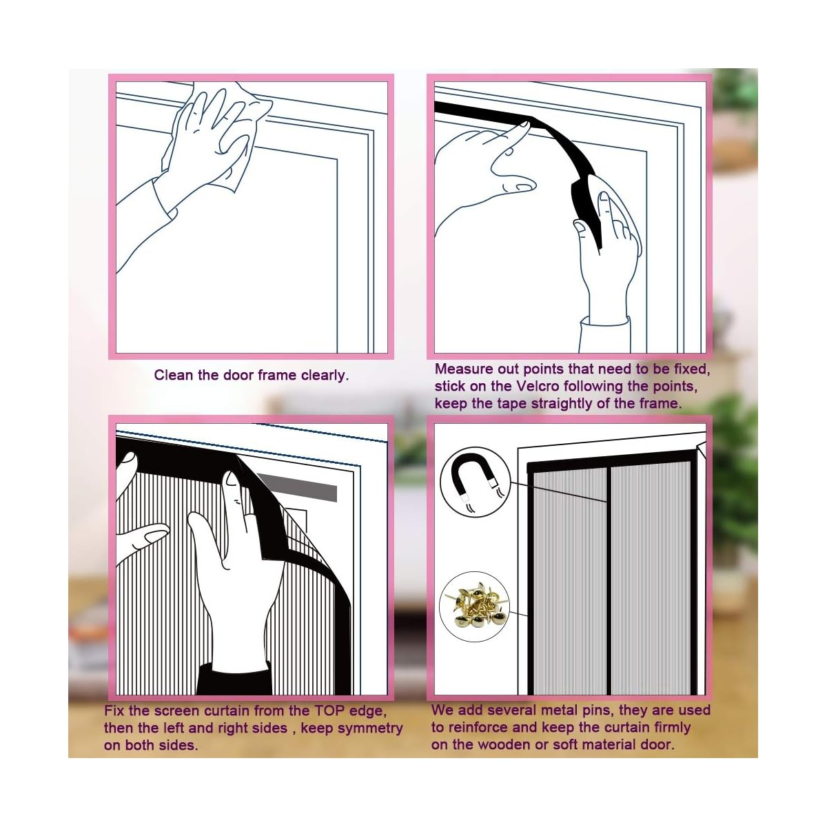 Lulu Home Magnetic Screen Door, Reinforced Screen Door Curtain with Full Frame Seal and Durable Mesh, Fits 39" W x 83" H Door - imagem de detalhe 2