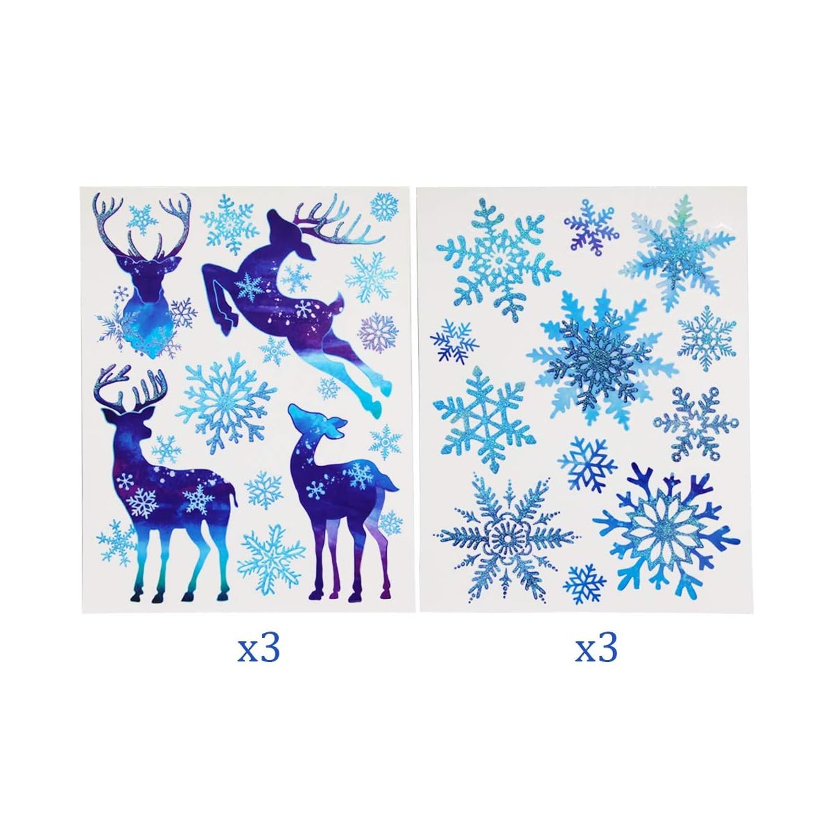 Lulu Home Christmas Decorations, 93 PCS Xmas Reindeer and Snowflake Window Stickers for Christmas, Christmas Window Clings with Shining Glitter Powder - imagen de detalle 4