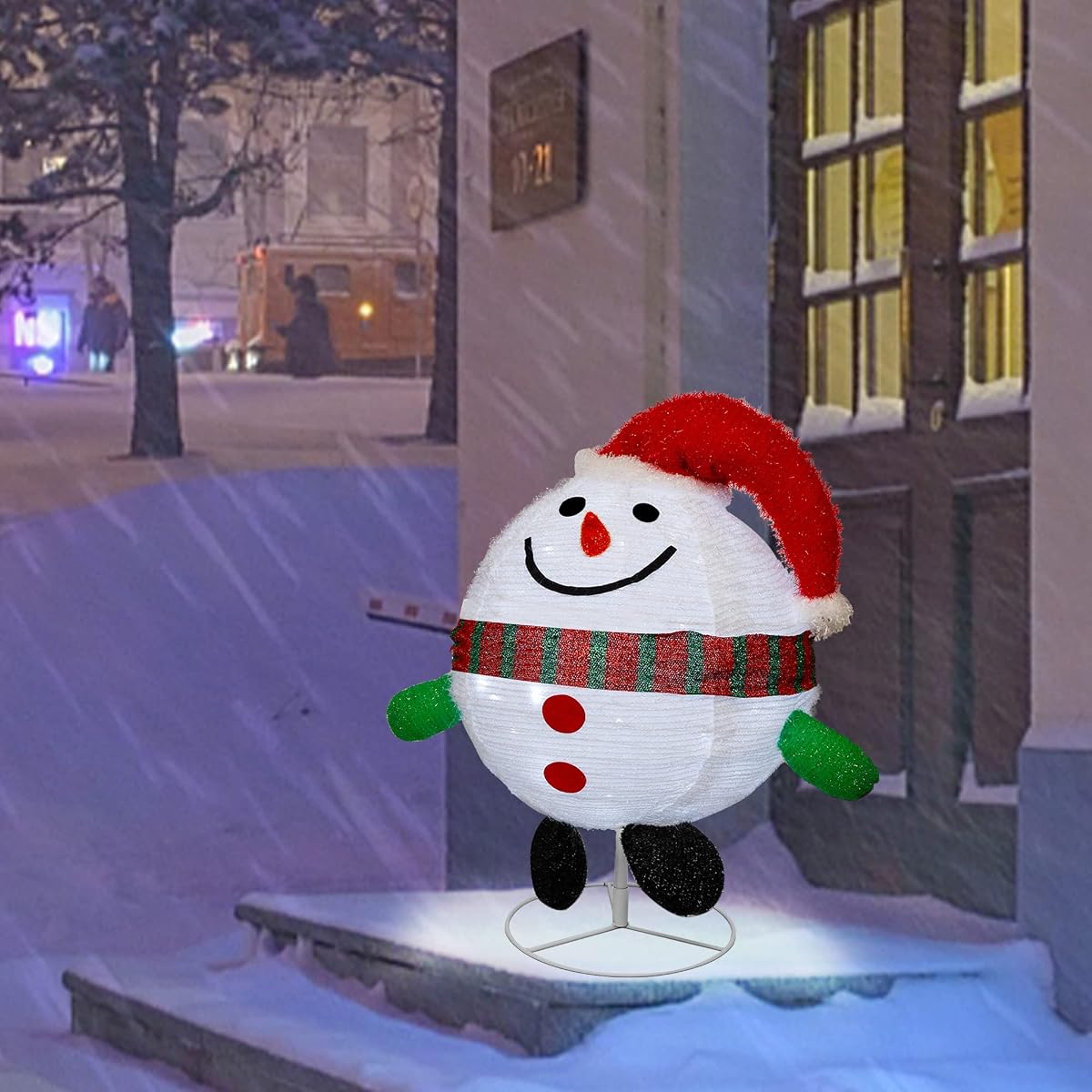 Lulu Home Christmas Collapsible Snowman Decoration, 23.6inch 48 LED Lighted Ball-Like Snowman Ornaments with Clear Lights, Pre-lit Foldable Adorable Xmas Indoor Outdoor Yard Decor - detail image 5