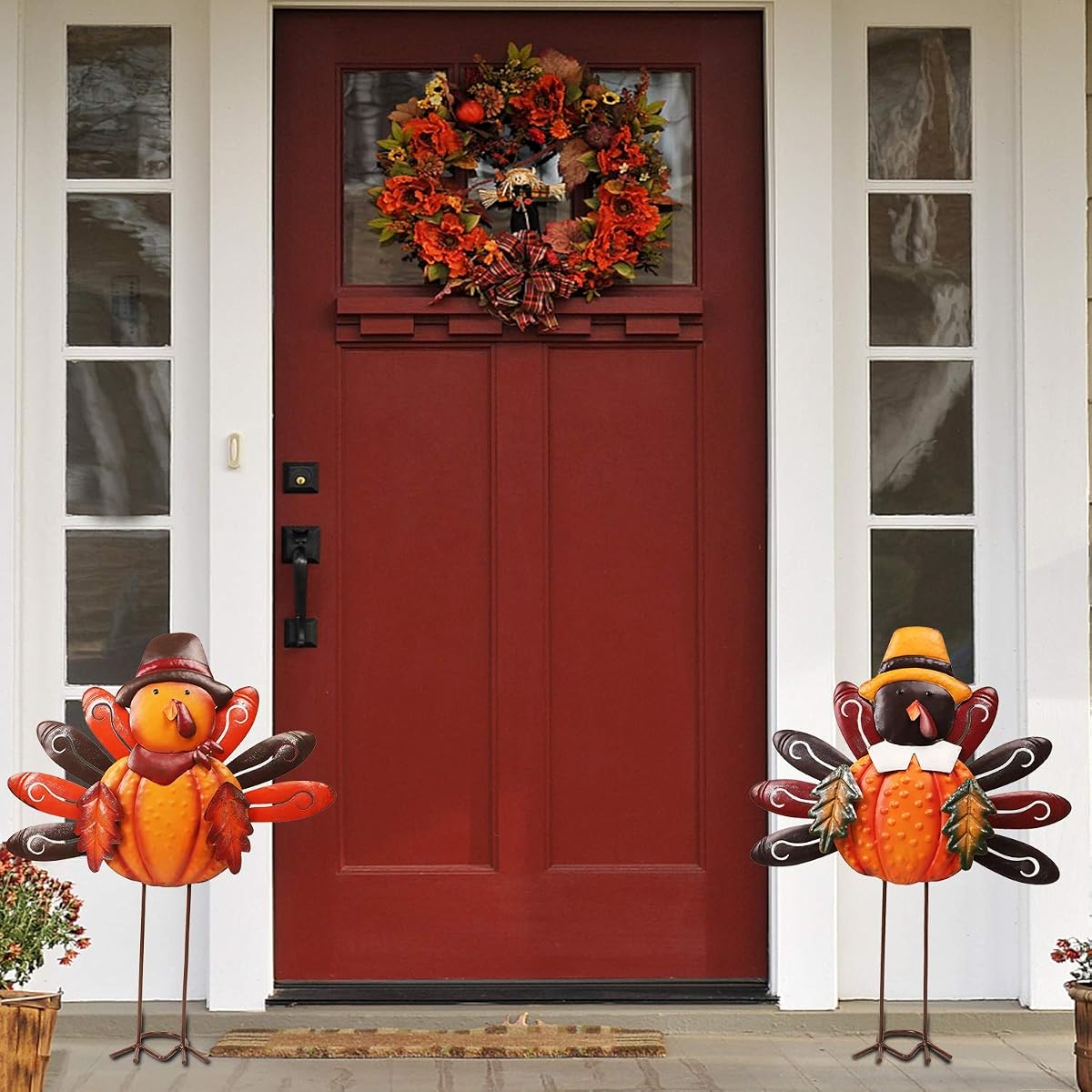 Lulu Home Thanksgiving Turkey Decors, Set of 2 Metal Turkey Standing Fall Decorations, Happy Thanksgiving Autumn Fall Outdoor Decorations - imagen de detalle 1