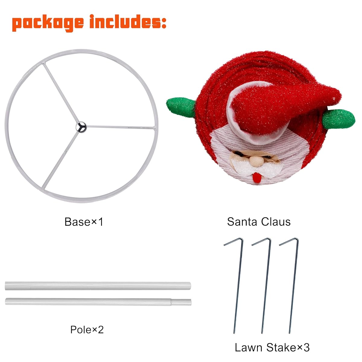 Lulu Home 23.6 Inch 48 LED Lighted Ball-Like Collapsible Santa Clause Ornaments with Clear Lights, Plug-in Foldable Light Up Adorable Father Christmas Yard Decor - imagem de detalhe 2