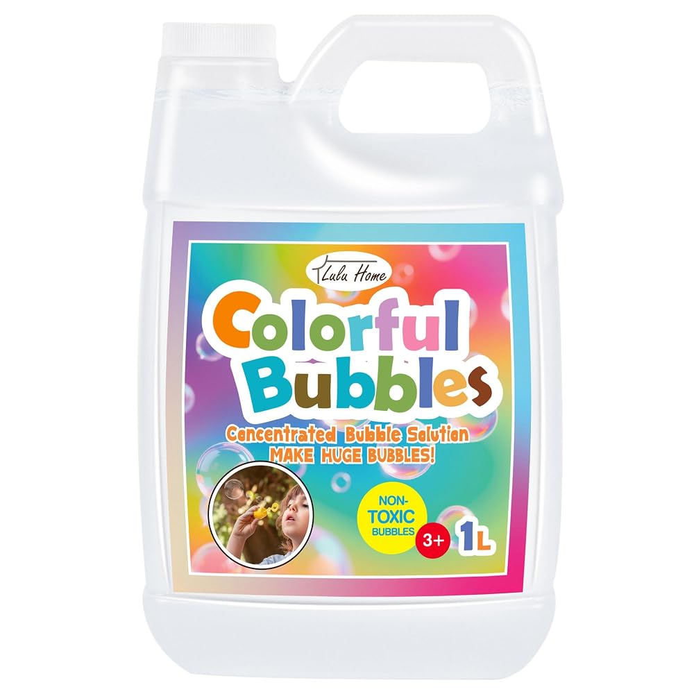 Lulu Home Concentrated Bubble Solution, 1 L/ 33.8 OZ Refill for Bubble Machines, Giant Wands, and Blowers - Up to 2.5 Gallons for Kids' Birthday Parties