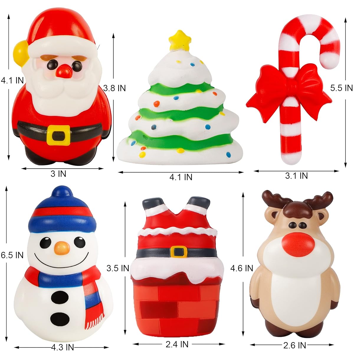 Lulu Home Christmas Party Favors, 6 Pack Jumbo Squishy Slow Rising Toys Set, Christmas Stress Relief Cute Sensory Toys for Boys Girls Trick or Treat Party Supplies - imagen de detalle 2