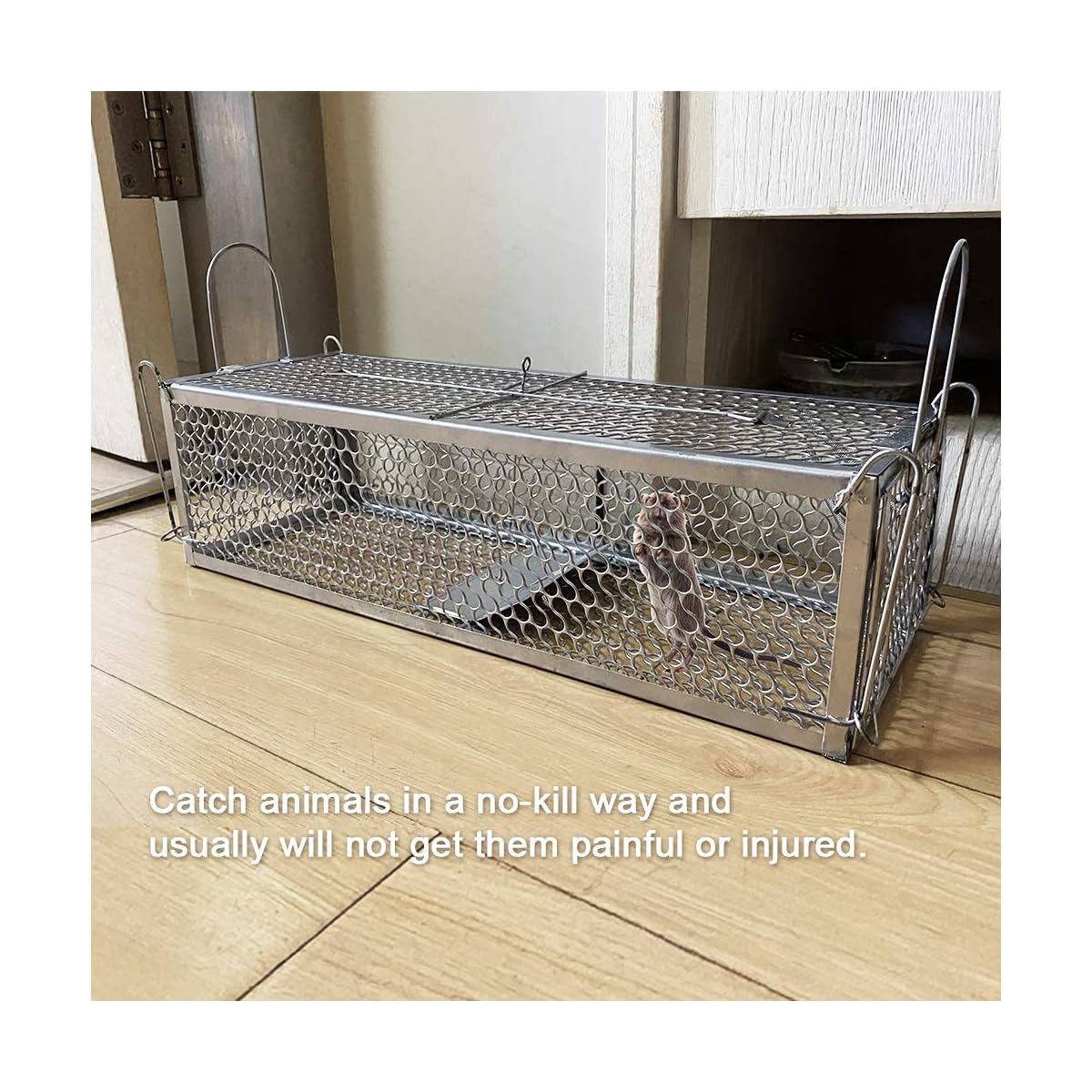 Lulu Home Dual-Door Mouse Trap Cage, Humane Live Cage Trap for Rat Chipmunk Rodent Voles Hamsters, No Kill Catch and Release Mice Trap that Work for Indoor Outdoor Use - imagen de detalle 5