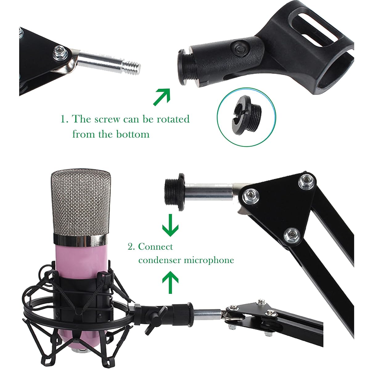 Lulu Home Mic Stand for Blue Yeti, Microphone Arm with Windscreen and Pop Filter Suspension Scissor Arm Stands for Studio Recording and Broadcasting, Blue Yeti Mic Stand - detail image 6