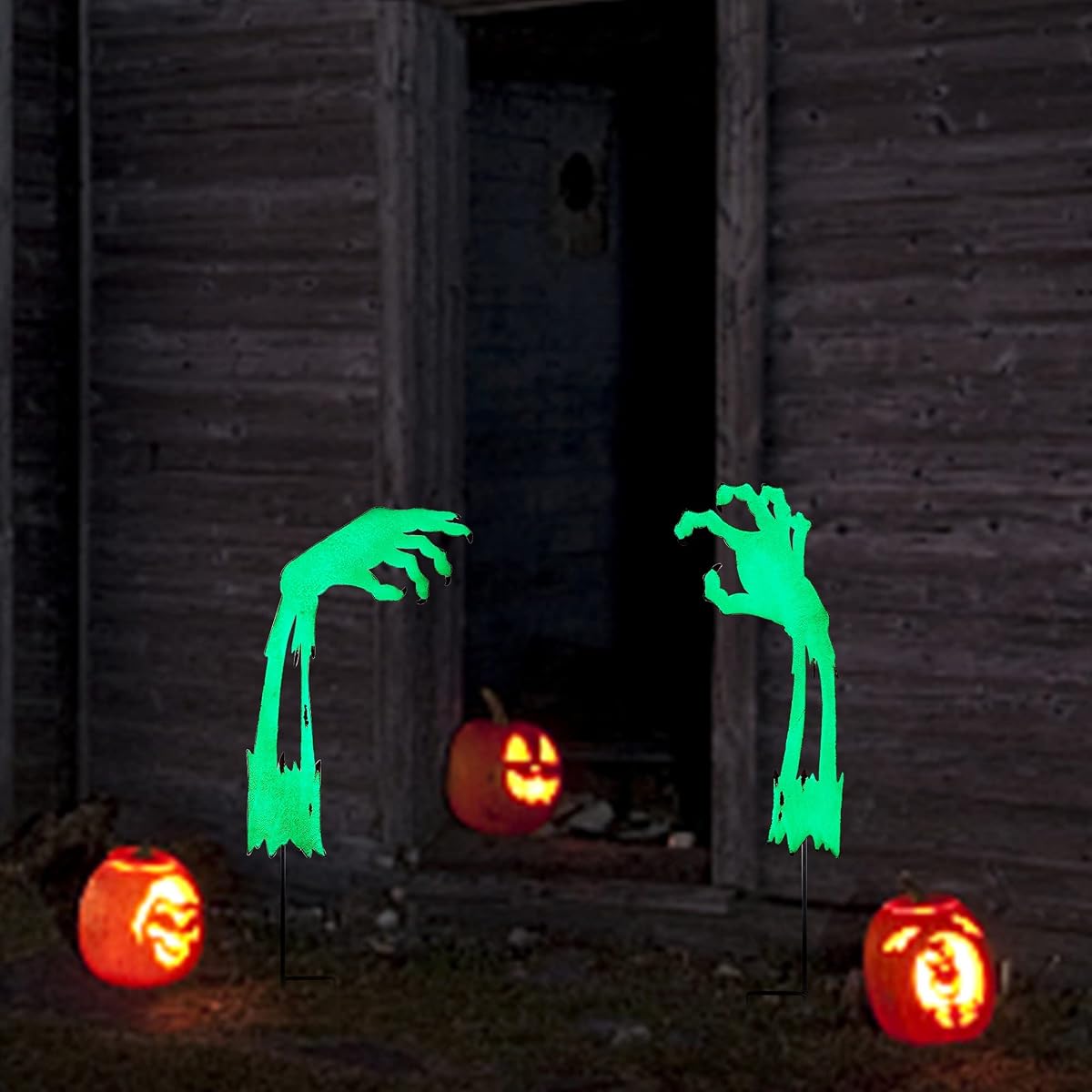 Lulu Home Halloween Yard Stake, 26.6" Glow in The Dark Metal Demon Hands with Green Fluorescent Layer, Halloween Yard Sign Stakes for Outdoor Front Yard Lawn Garden Decorations - detail image 5