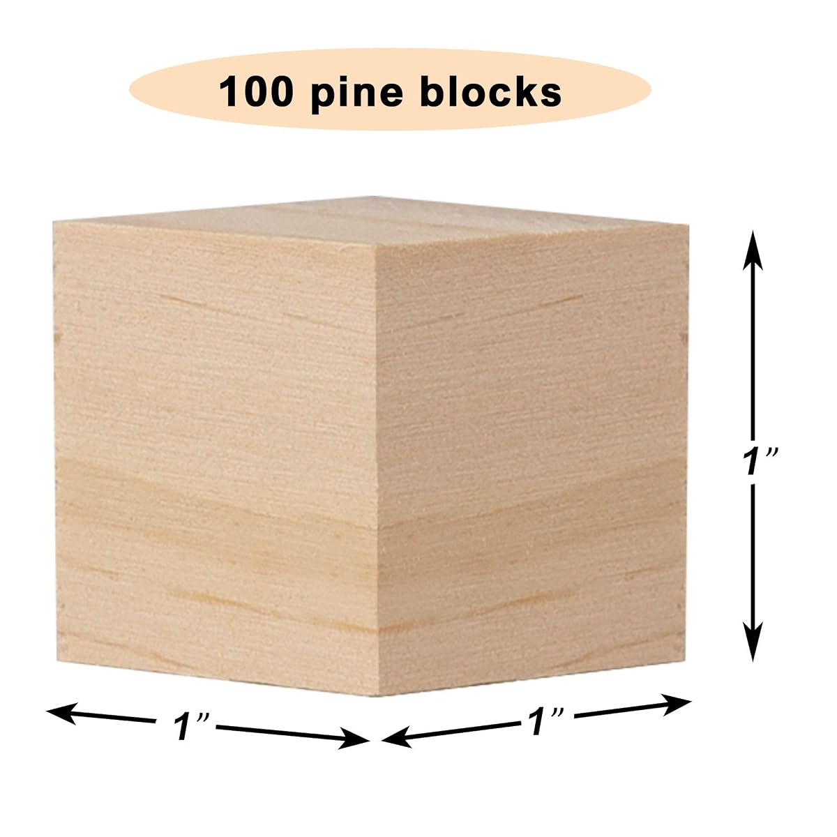 Lulu Home Wooden Cubes, 100 PCS 1" Unfinished Hardwood Blocks, Small Wooden Square Blocks for Crafts, Alphabet Blocks, Number Cubes or Puzzles Making - 细节图 1