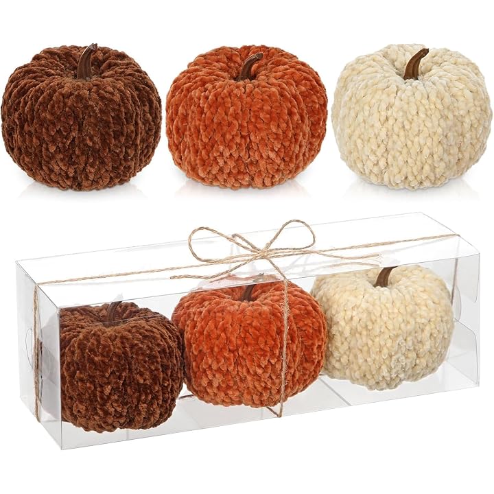 Lulu Home Set of 3 Handwoven Pumpkins Decor
