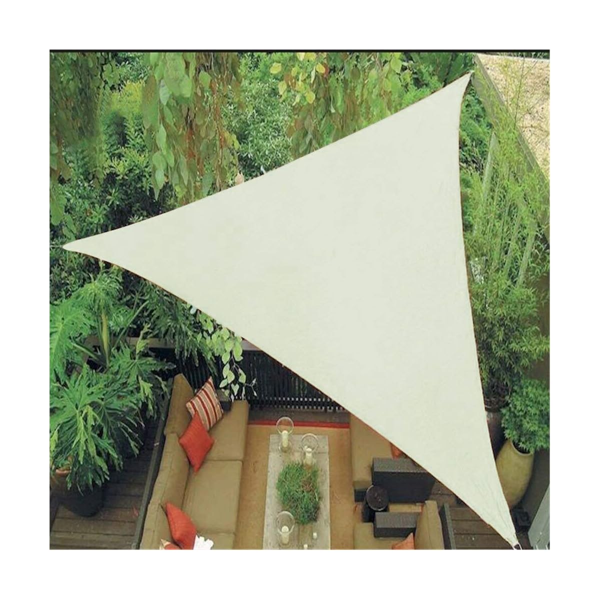 Lulu Home 12'x12'x12' Triangle Sun Shade Sail, UV Block Shade Sail, Outdoor Sun Shade Canopy for Patio Backyard Garden, Cream - detail image 2
