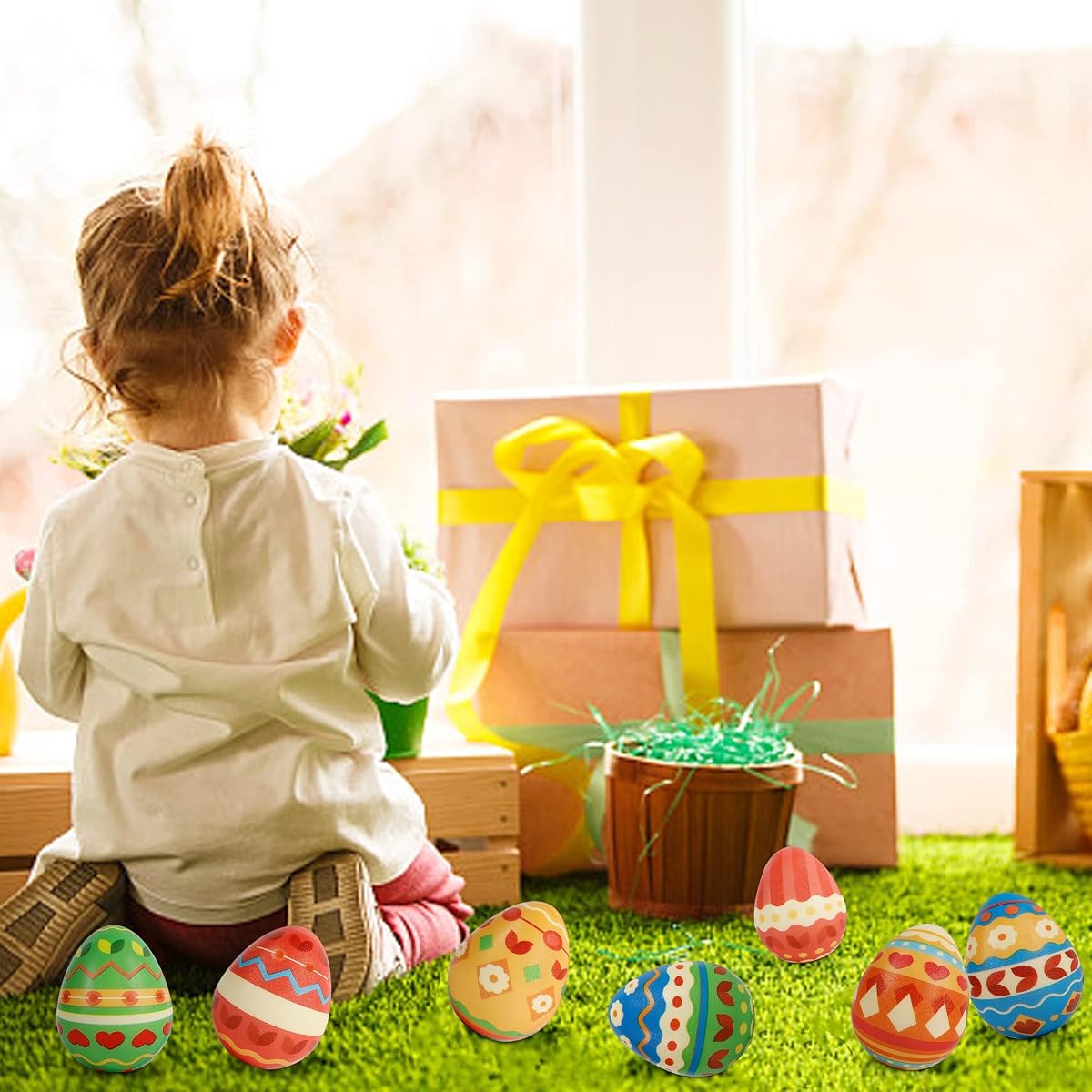 Lulu Home Easter Stress Relief Eggs, 3" Slow Rising Colorful Easter Eggs with Gorgeous Patterns, Squishy Eggs for Kids Easter Egg Hunt Basket Stuffer Fillers Party Favors, 9 out of 18 - imagem de detalhe 4