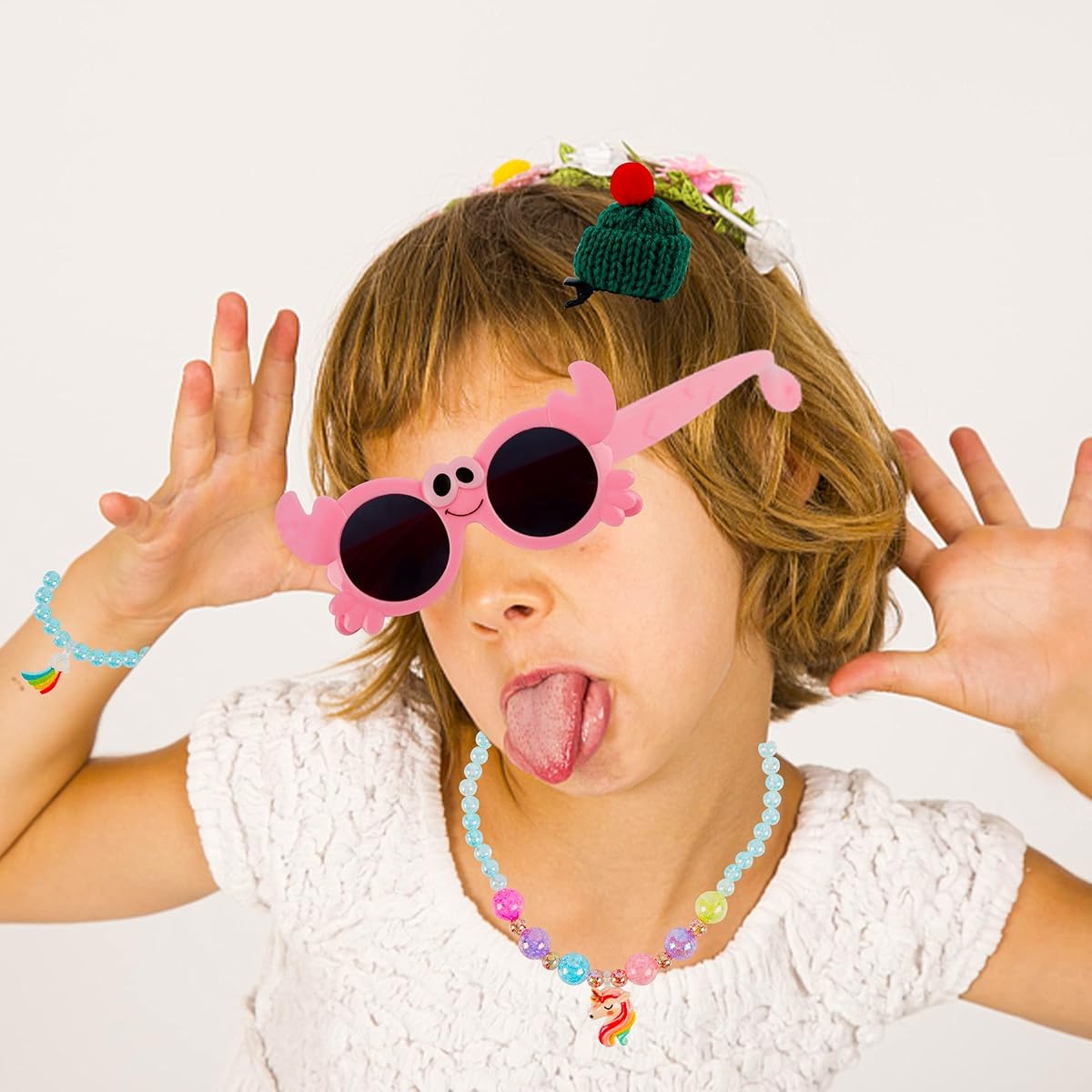 Lulu Home 2022 Christmas Advent Calendars, 24 Pcs Girls Dressing Up Accessories for Christmas 24 Days Countdown, Sunglasses Rings Necklace Hair Clips Christmas Gifts for Kids Princess Game Favor - 细节图 3