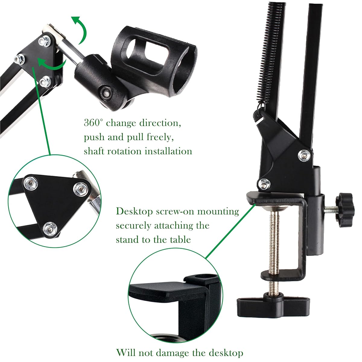 Lulu Home Mic Stand for Blue Yeti, Microphone Arm with Windscreen and Pop Filter Suspension Scissor Arm Stands for Studio Recording and Broadcasting, Blue Yeti Mic Stand - detail image 4
