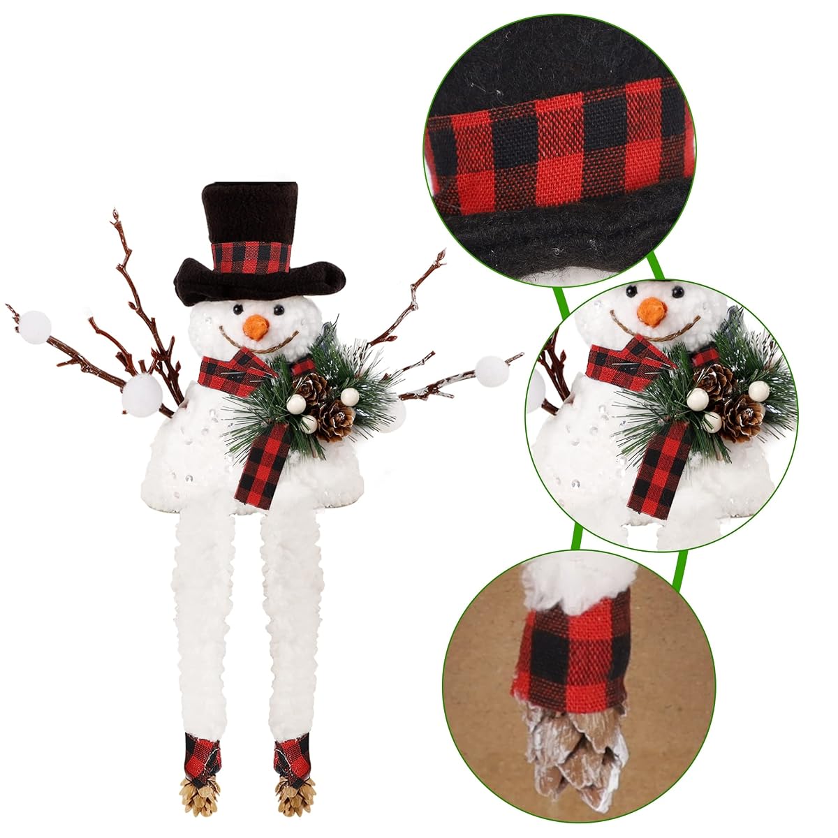 Lulu Home Set of 2 Christmas Snowman Ornaments for Table Mantel Desk Fireplace Home Holiday Decor (Red and Black) - imagen de detalle 2