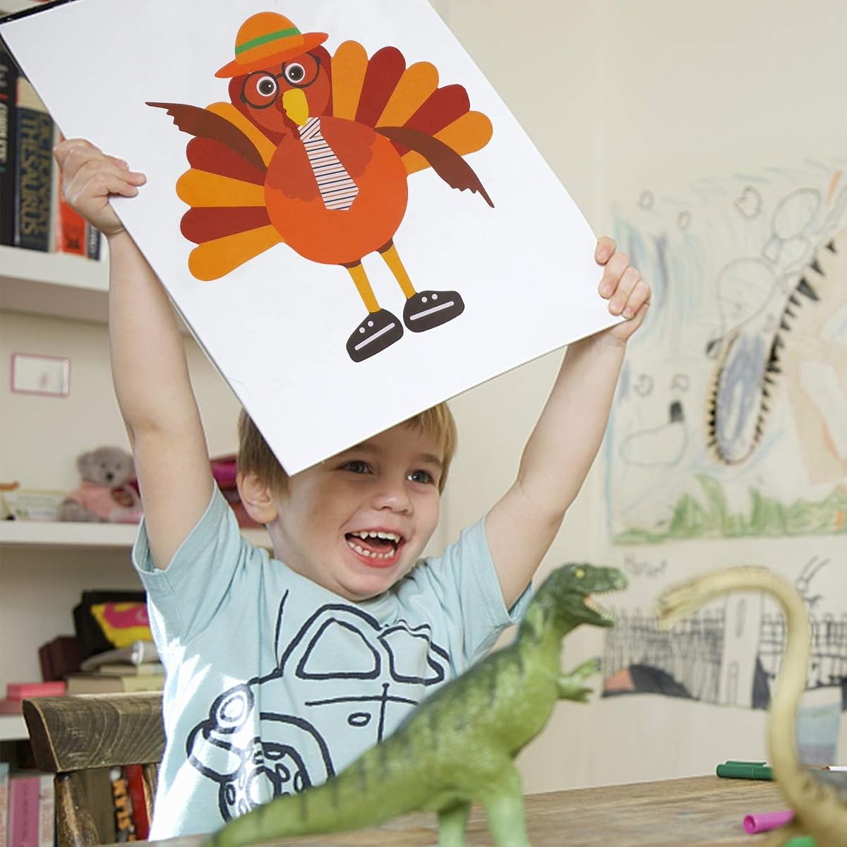Lulu Home Thanks-Giving Game, 20 Sheets Make-A-Turkey Stickers, Kids DIY Turkey Sticker Craft for Fall Party, Family Gethering and Class Game - imagem de detalhe 2