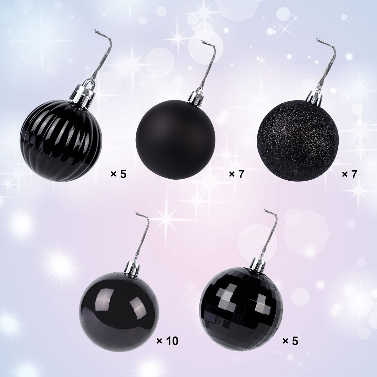 Lulu Home Christmas Hanging Ornaments, 34 Count Pre-Strung Plastic Balls, Shatterproof Barrel Packed Balls for Holiday Easter Party Wreath Tabletop Tree Decorations, 2.36 Inch, Purple - imagem de detalhe 1