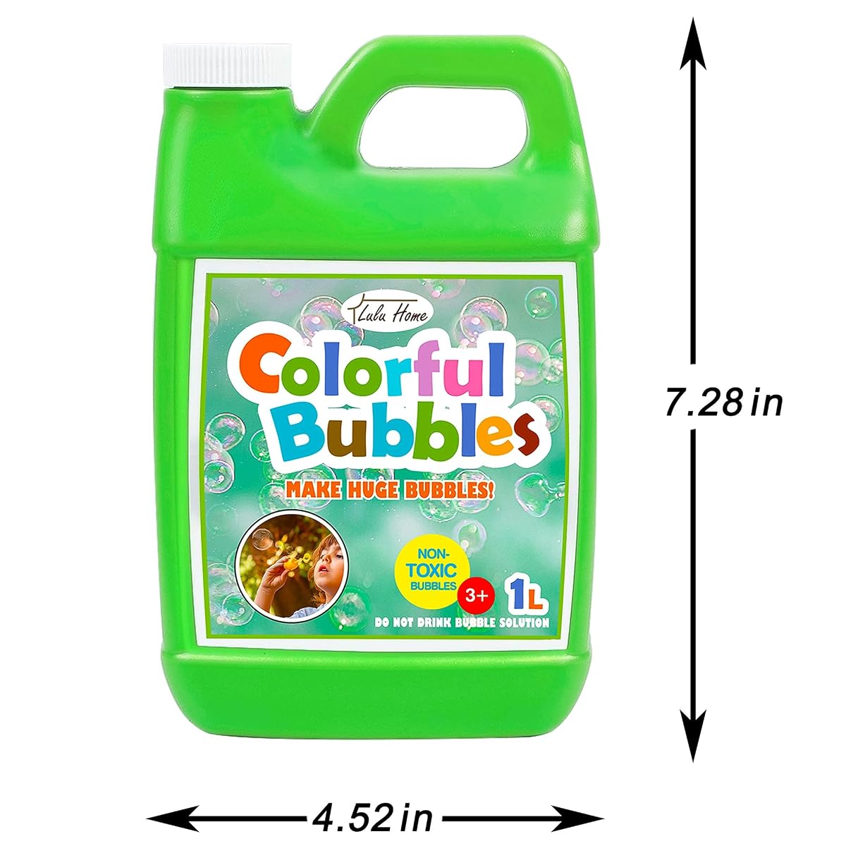Lulu Home 2 Packs Bubble Concentrated Solution, 1 L/ 33.8 OZ Bubble Refill Solution for Kids Bubble Machine, Giant Bubble Wand, Bubble Blower Toys, Birthday Party Favors (Green Bottle), 778-G - 细节图 1