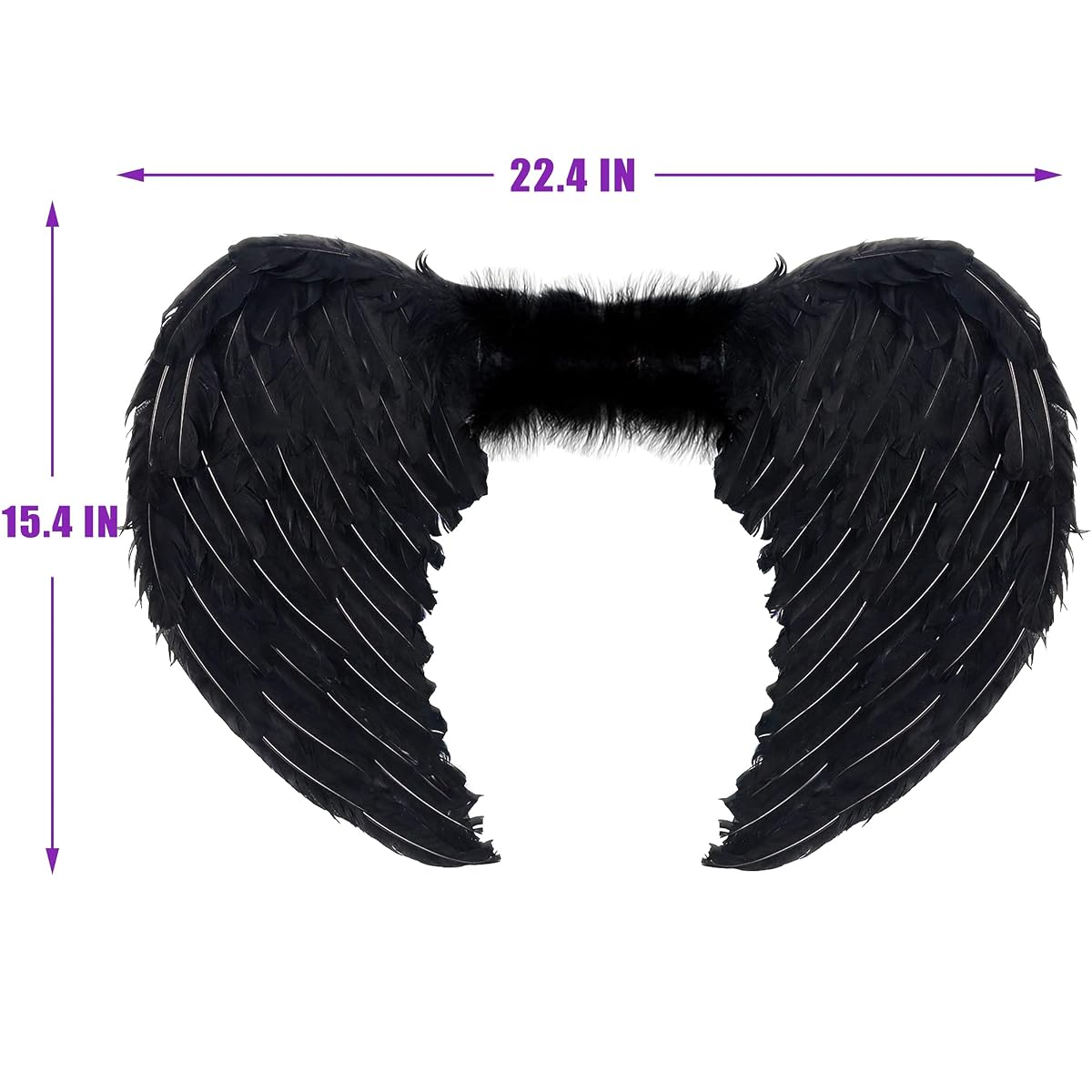 Lulu Home Halloween Bat Wings, Black Bat Wings, Adult Bat Wing Costume Vampirina Costume Devil Wings for Men and Women (Feathered Wings) - detail image 2