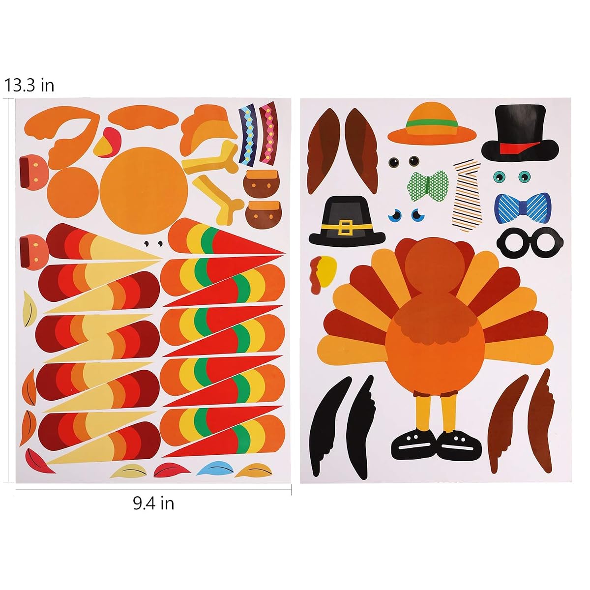 Lulu Home Thanks-Giving Game, 20 Sheets Make-A-Turkey Stickers, Kids DIY Turkey Sticker Craft for Fall Party, Family Gethering and Class Game - imagem de detalhe 5