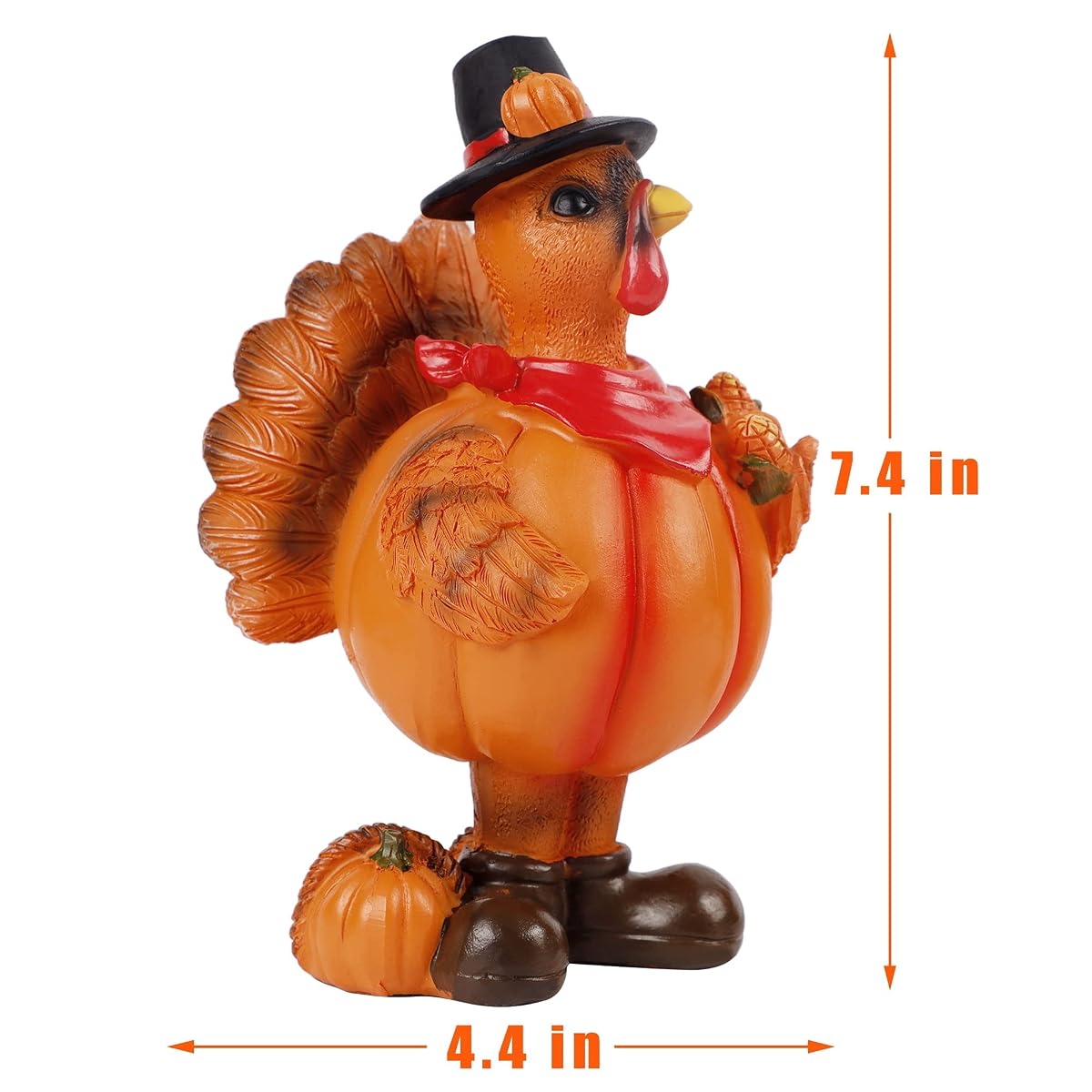 Lulu Home Thanksgiving Turkey Figurines, Give Thanks Resin Turkey Shelf Sitters, Thanksgiving Home Decor Craft Turkey Centerpiece Mantle Fall Fireplace Decor, 2 Pack - imagem de detalhe 2