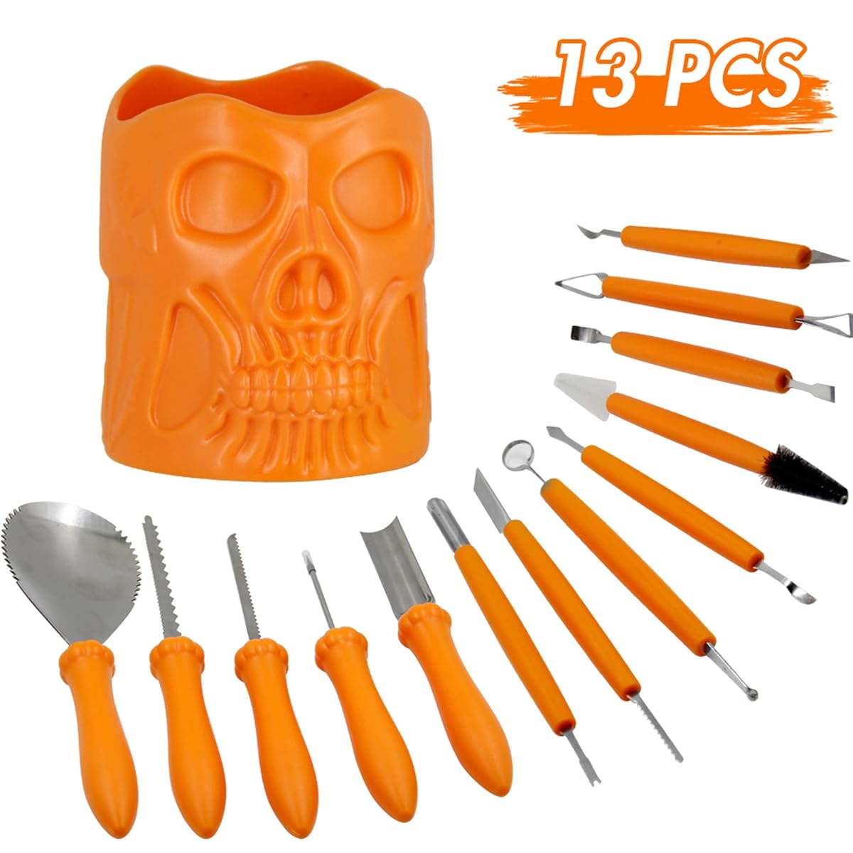 Lulu Home Halloween Pumpkin Carving Kit, 13 Pieces Professional Pumpkin Cutting Supplies for Jack-O-Lanterns with Jar - imagem de detalhe 6