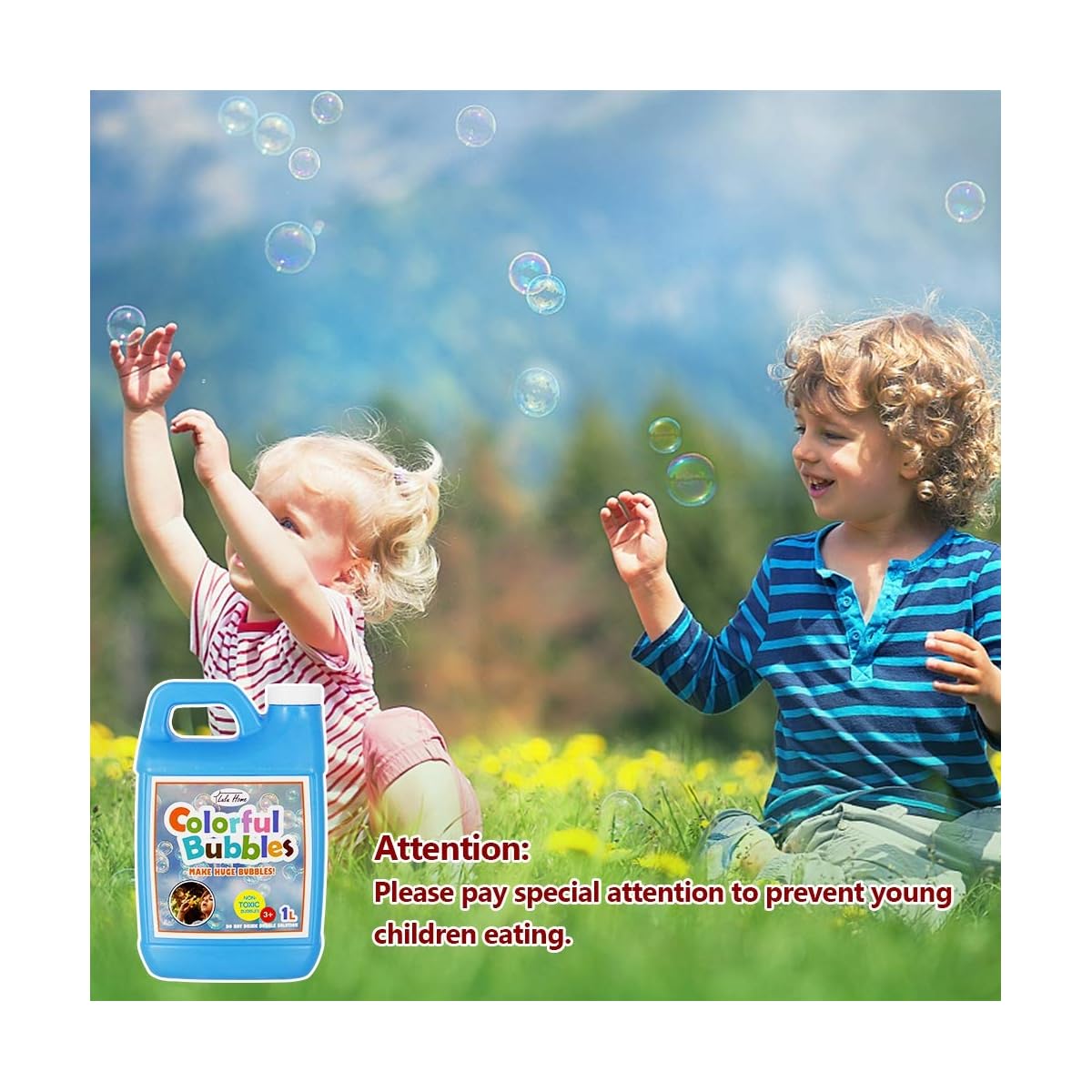 Lulu Home 33.8 OZ/1 L Concentrated Bubble Solution, Refill for Bubble Machines, Giant Wands, and Blowers - Up to 2.5 Gallons for Kids' Birthday Parties - detail image 5