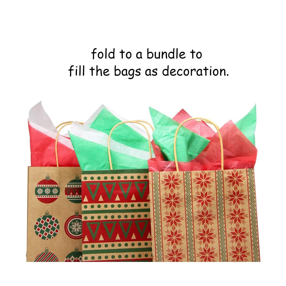 Lulu Home 180 Sheets Christmas Tissue Paper, Assorted Colors(White, Green, Red) Premium Quality Tissue Gift Wrapping Paper Crafts - imagem de detalhe 4