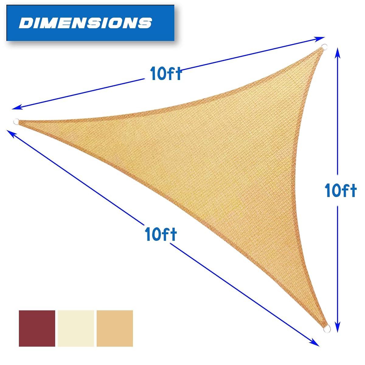 Lulu Home 10'x10'x10' Triangle Sun Shade Sail, UV Block Shade Sail, Outdoor Sun Shade Canopy for Patio Backyard Garden, Sand - imagem de detalhe 1