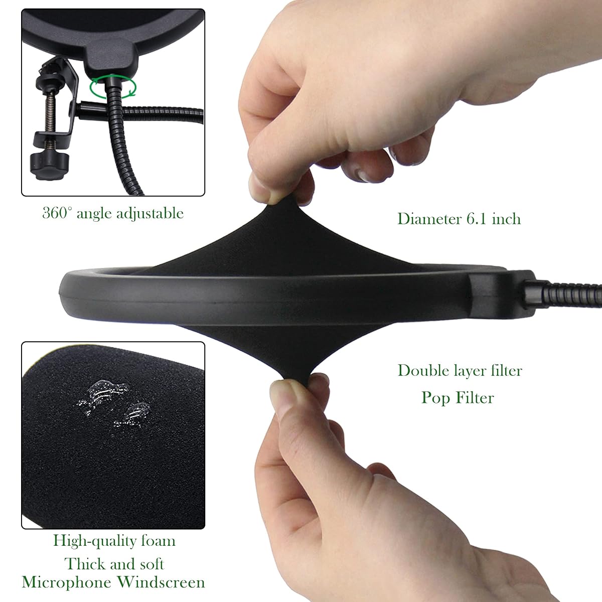 Lulu Home Mic Stand for Blue Yeti, Microphone Arm with Windscreen and Pop Filter Suspension Scissor Arm Stands for Studio Recording and Broadcasting, Blue Yeti Mic Stand - detail image 3