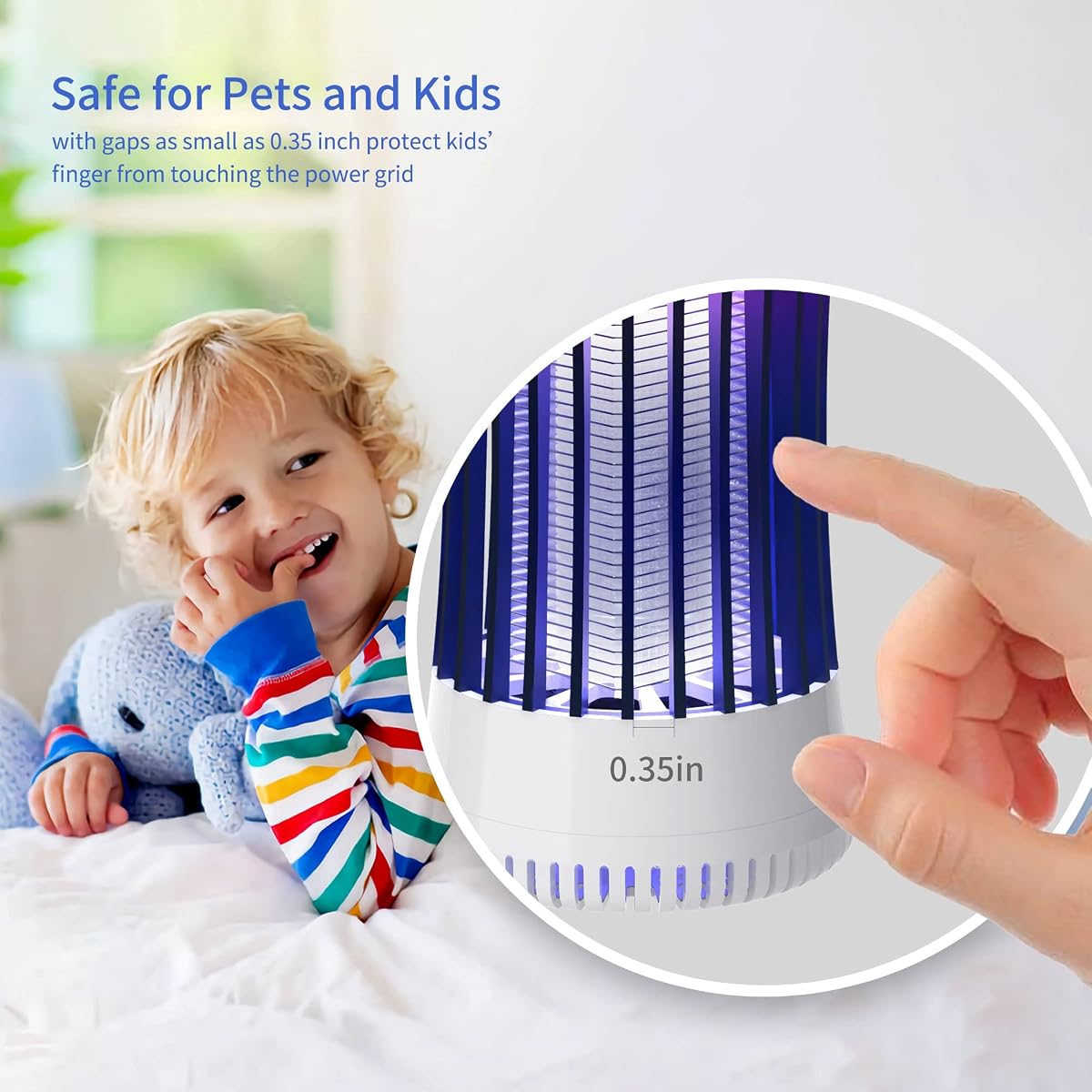 Lulu Home Indoor Bug Zapper with Fan, 1500V High Voltage Lighted Mosquito Lamp Trap, USB Cable Chargeable & Plug-in Using Electric Insect Killer Catching Moth Mosquitoes Gnat Fruit Flies - imagen de detalle 6