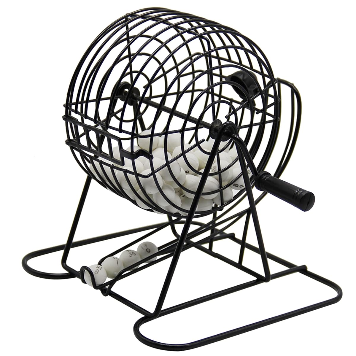 Lulu Home Bingo Game Set , 8 Inch Metal Bingo Cage Include 3/5 Inch White Balls, Bingo Chips, Bingo Board, 18 Bingo Cards, Black - imagen de detalle 6