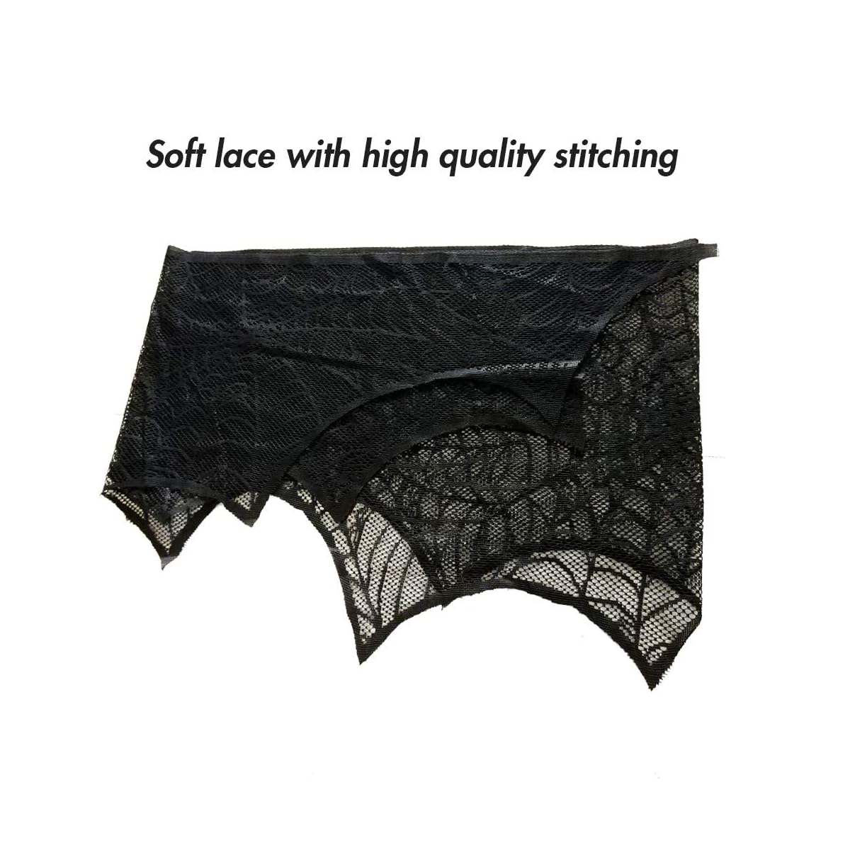 Lulu Home Halloween Fireplace Decorations, Fireplace Mantle Scarf Cover, Black Lace Spider Web for Door, Window and Flowerbeds Decoration, Halloween Party Supplies - 细节图 4