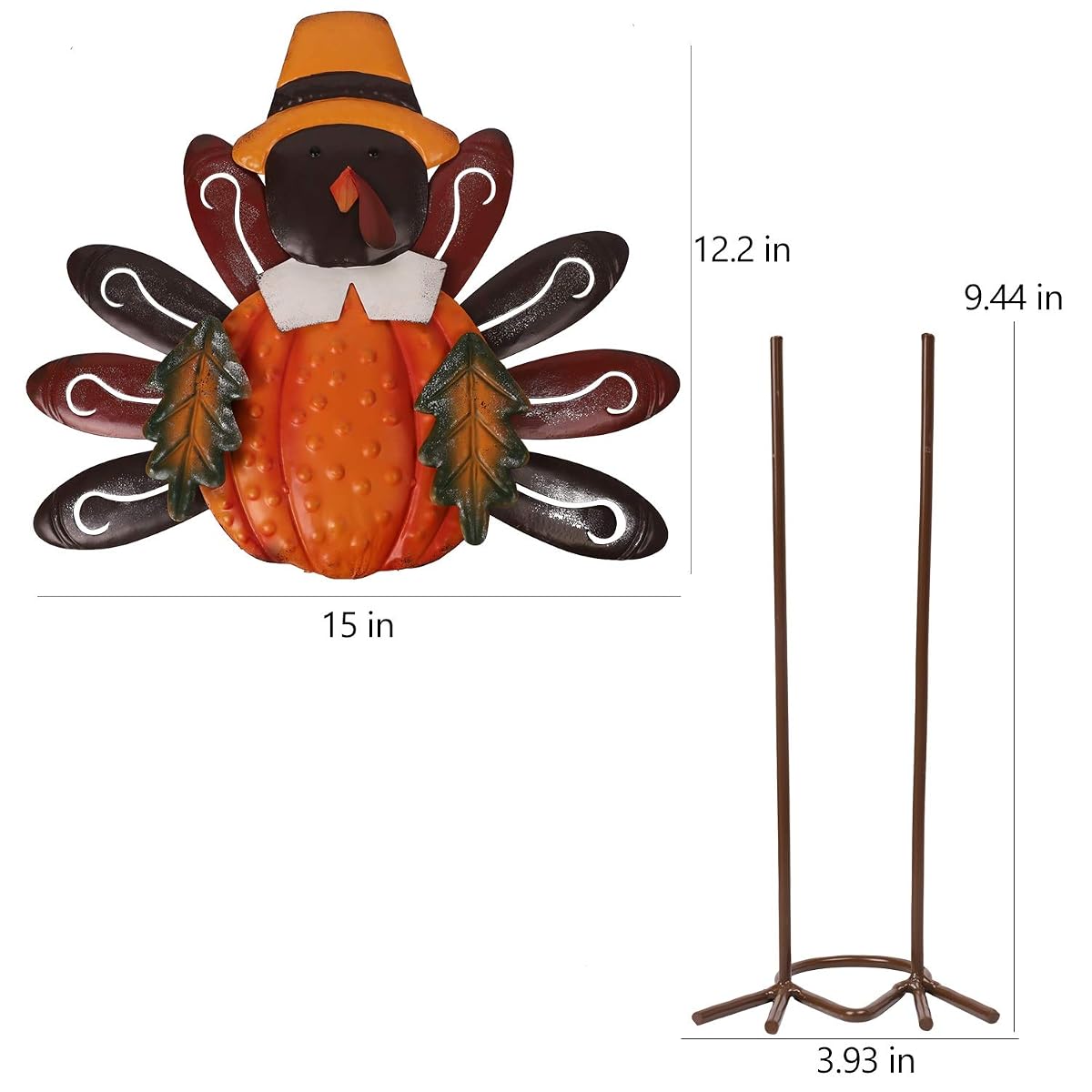 Lulu Home Thanksgiving Turkey Decors, Set of 2 Metal Turkey Standing Fall Decorations, Happy Thanksgiving Autumn Fall Outdoor Decorations - imagen de detalle 5