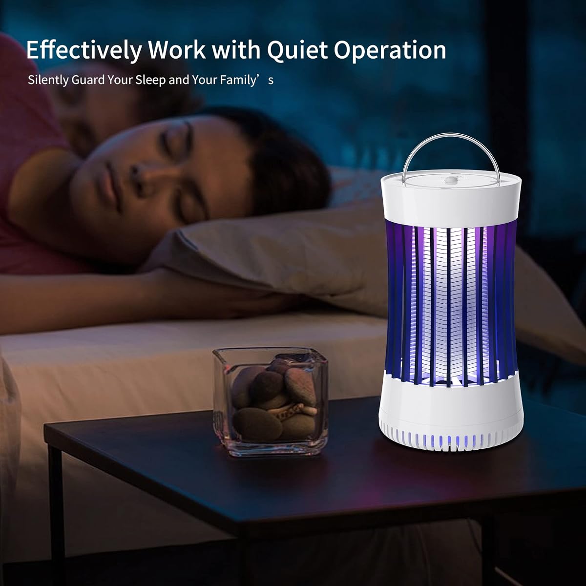 Lulu Home Indoor Bug Zapper with Fan, 1500V High Voltage Lighted Mosquito Lamp Trap, USB Cable Chargeable & Plug-in Using Electric Insect Killer Catching Moth Mosquitoes Gnat Fruit Flies - imagen de detalle 5